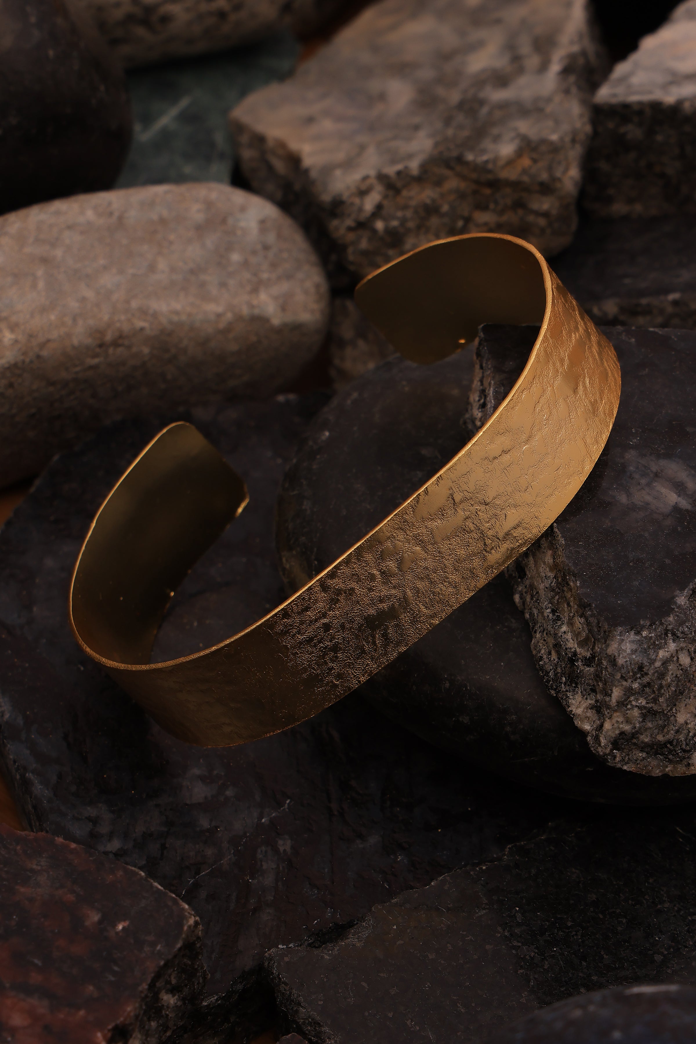Gold Textured Cuff Bracelet