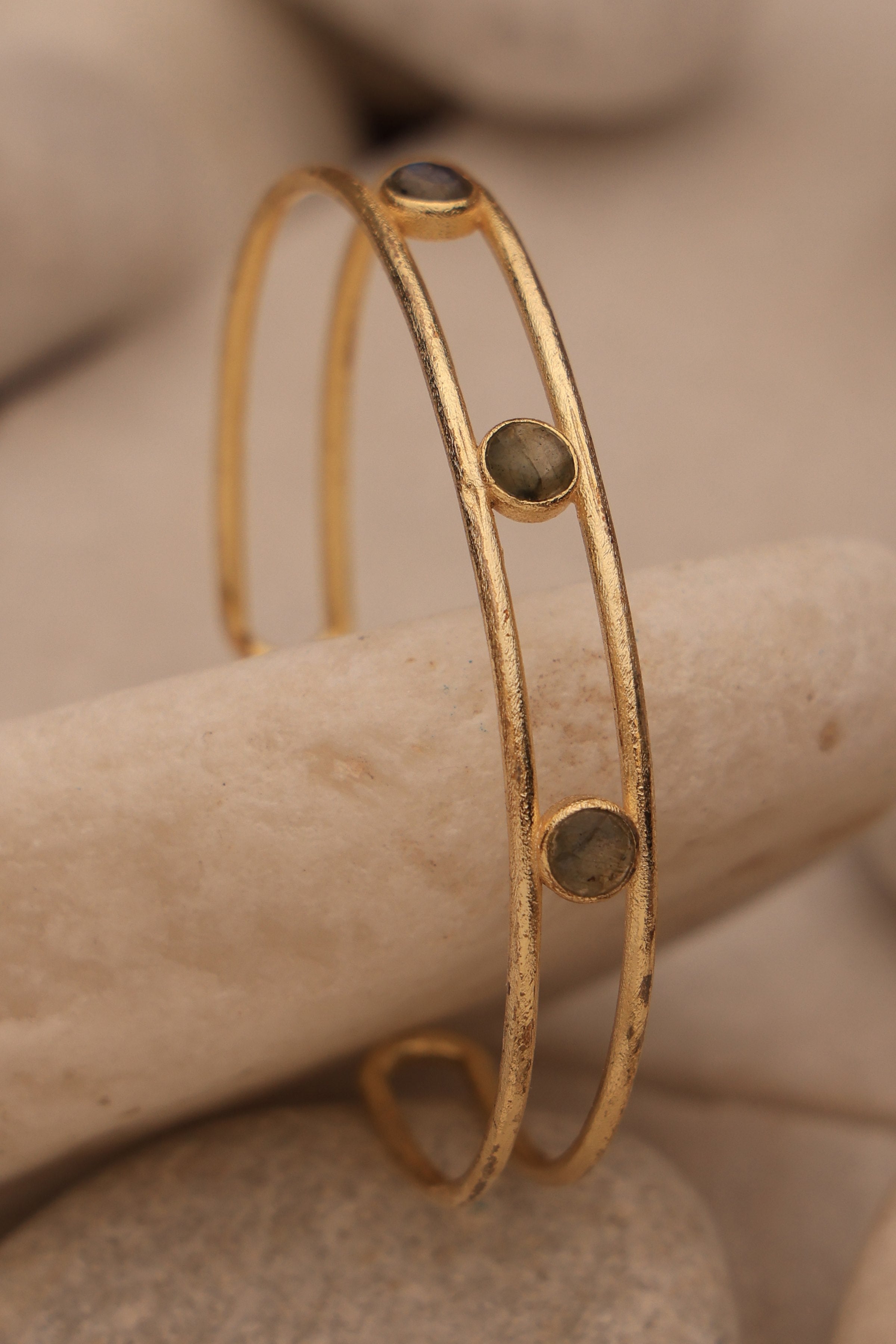 Statement Labrodarite Gold Bracelet