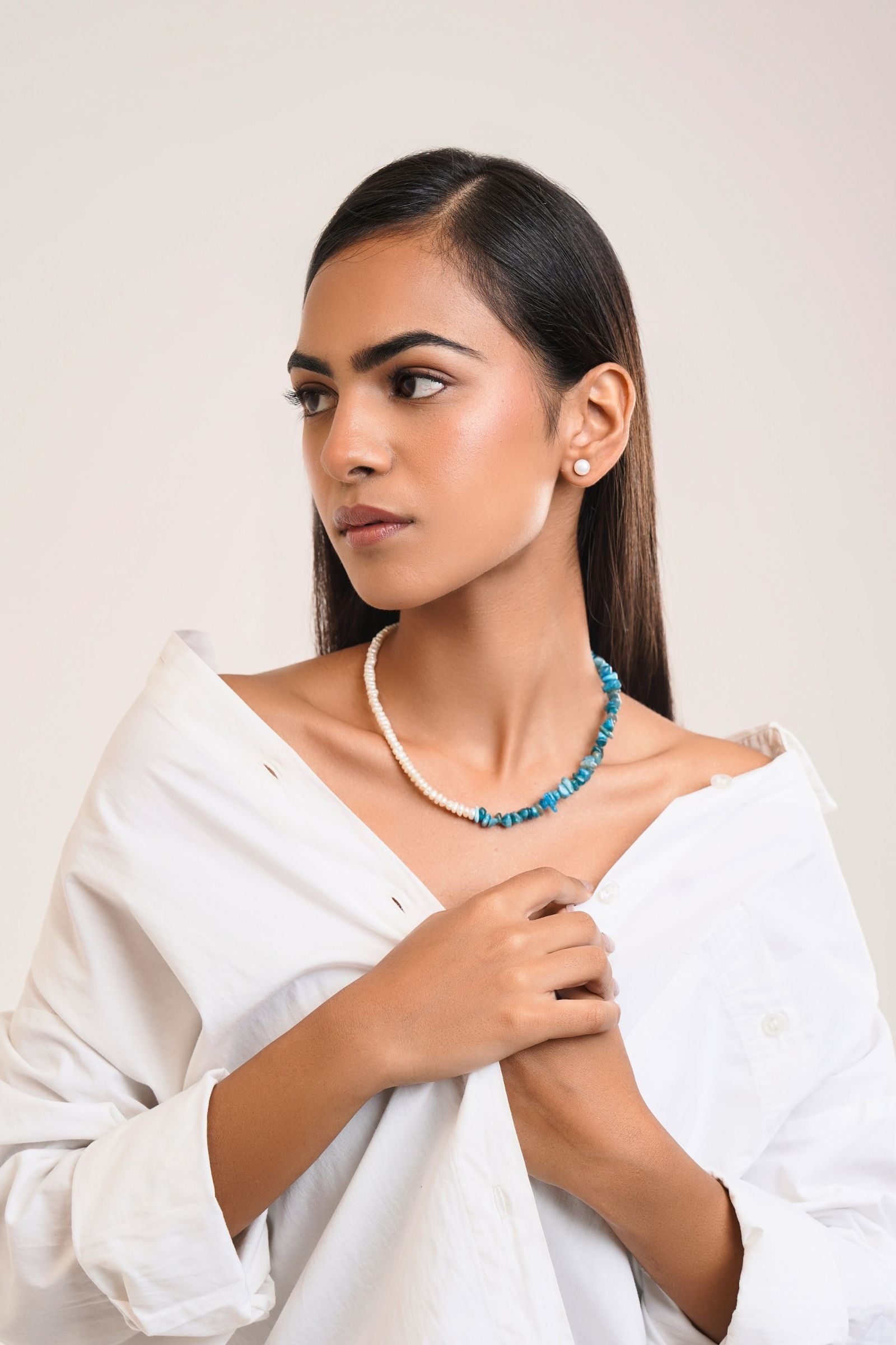 Sumatra Necklace-Amazonite & Pearl