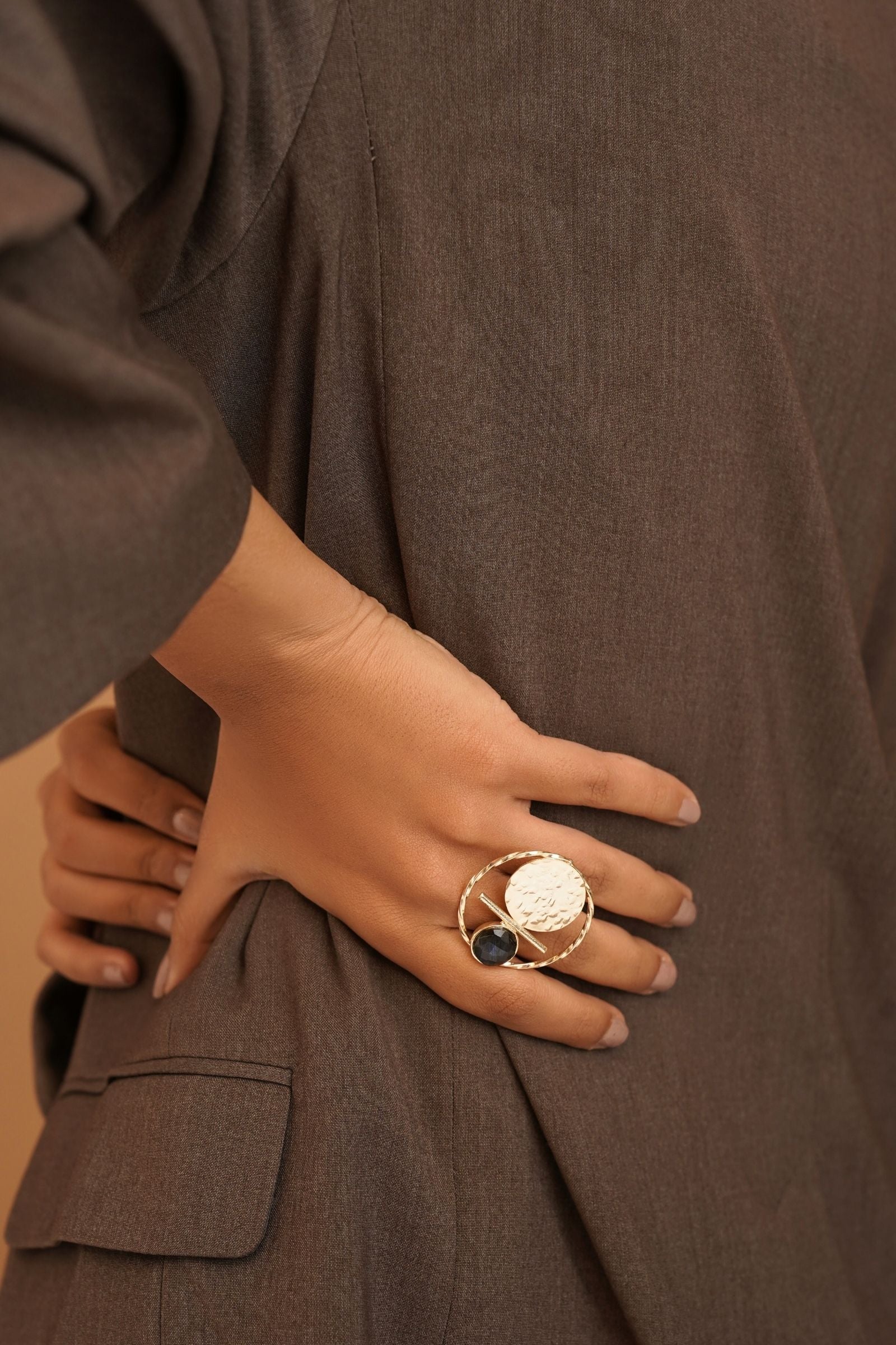 Labradorite Cirque Gold Statement Ring