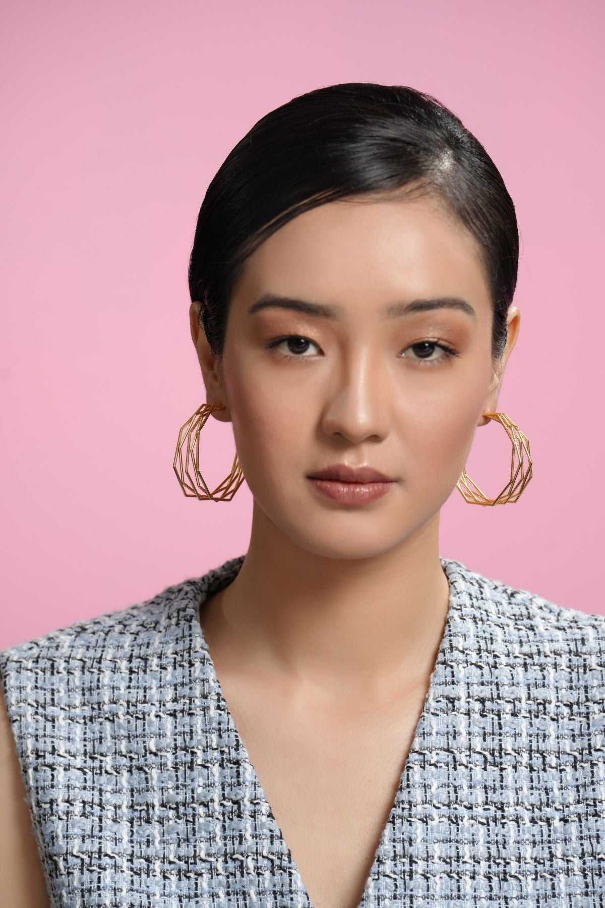 Gold Zig Zag Twizzled 22K Hoops