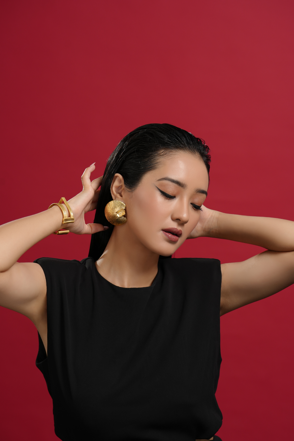 Reborn In Silence 22K Gold Studs