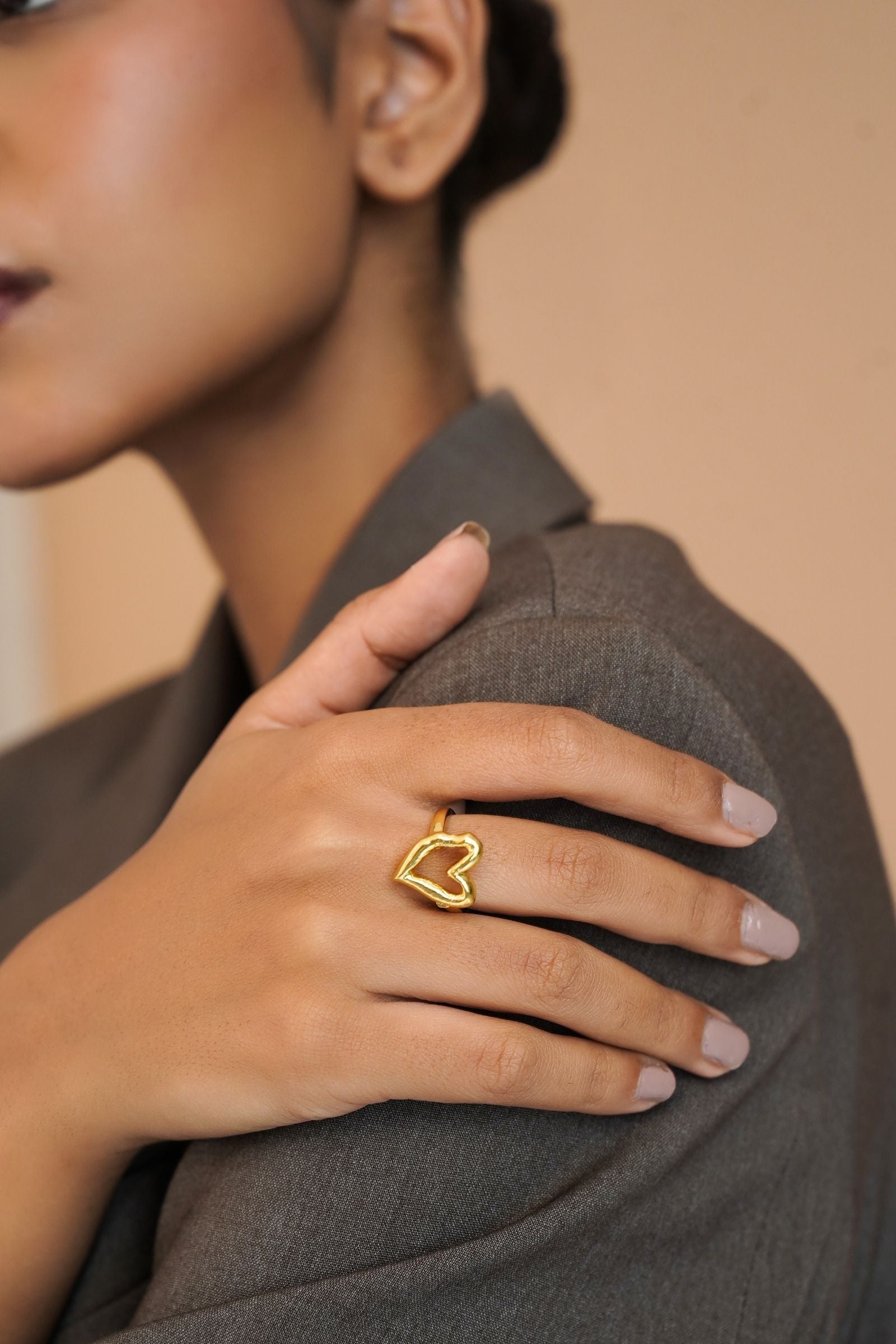 Korean Heart Gold Ring ♥️