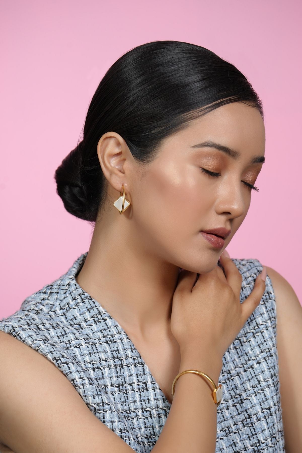 Sugared Pearl 22K Hoops