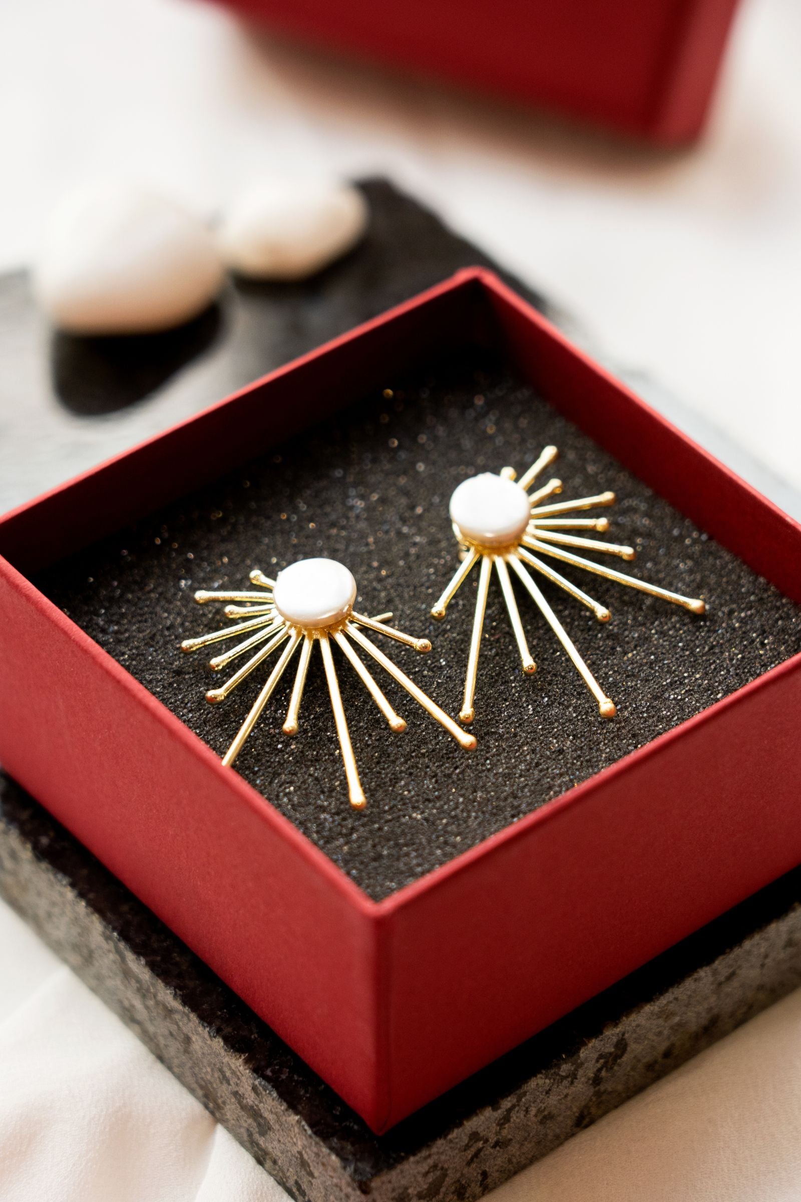 Pearl Sun Rays Stud Statement Earring