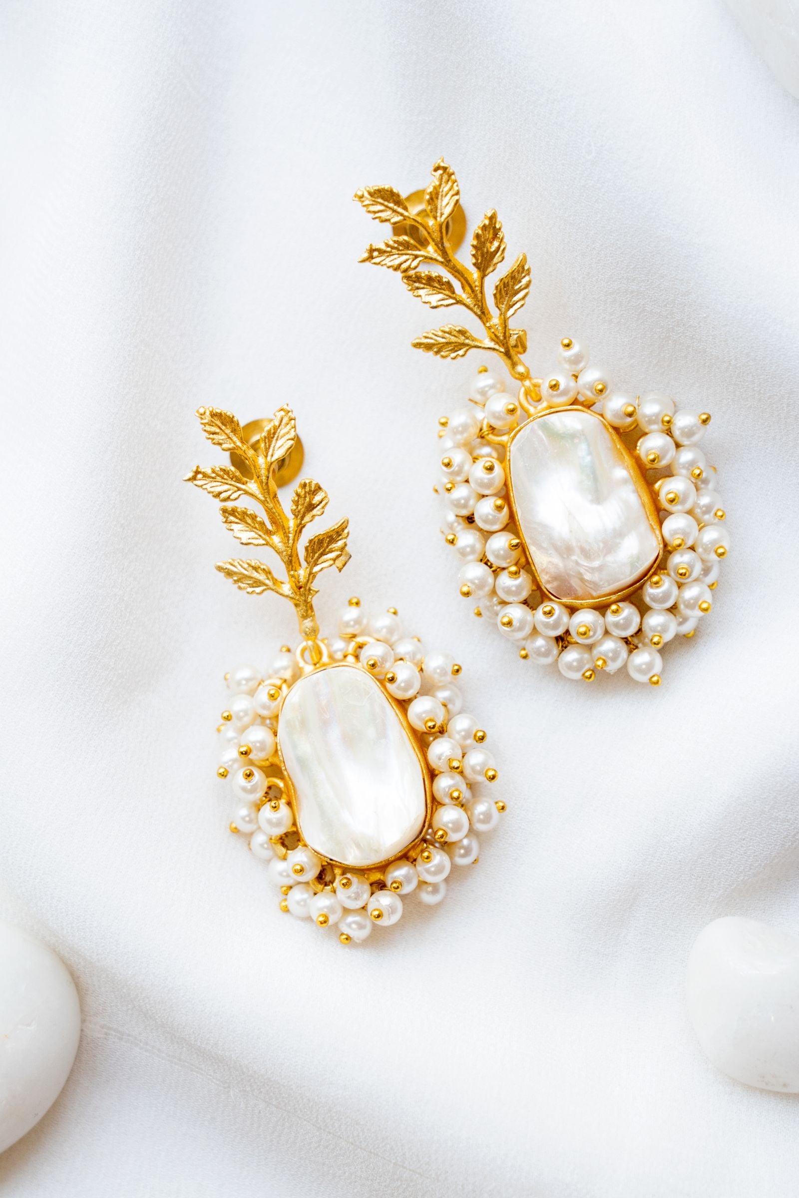 Enchanting Leaf Pearl Drop Earrings