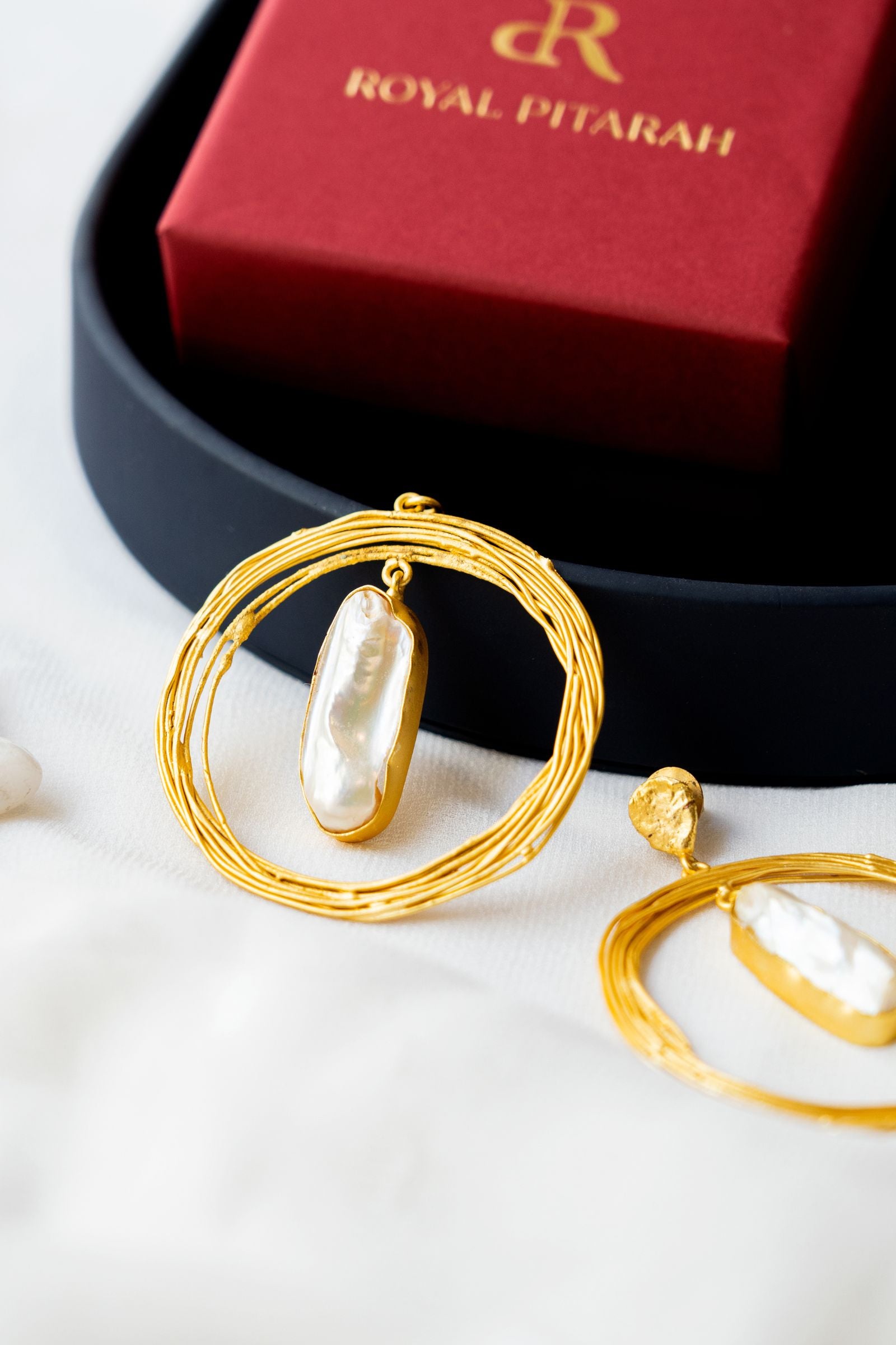 White Fresh Water Pearl Casted Dangler Earrings