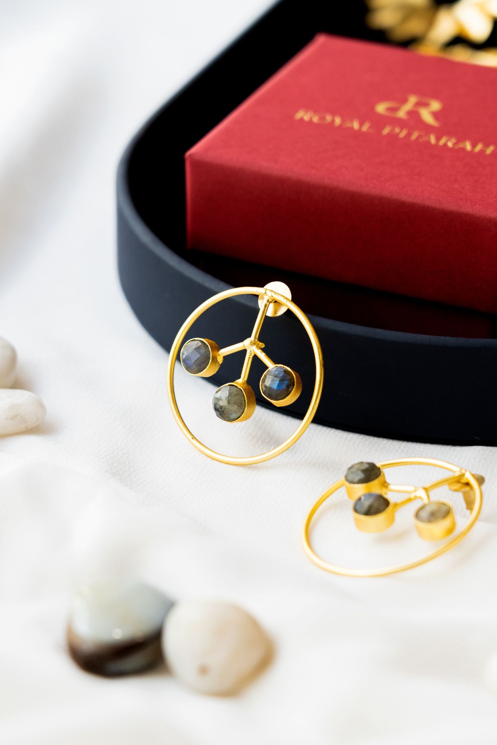 Labrodarite Tree of Life Earring