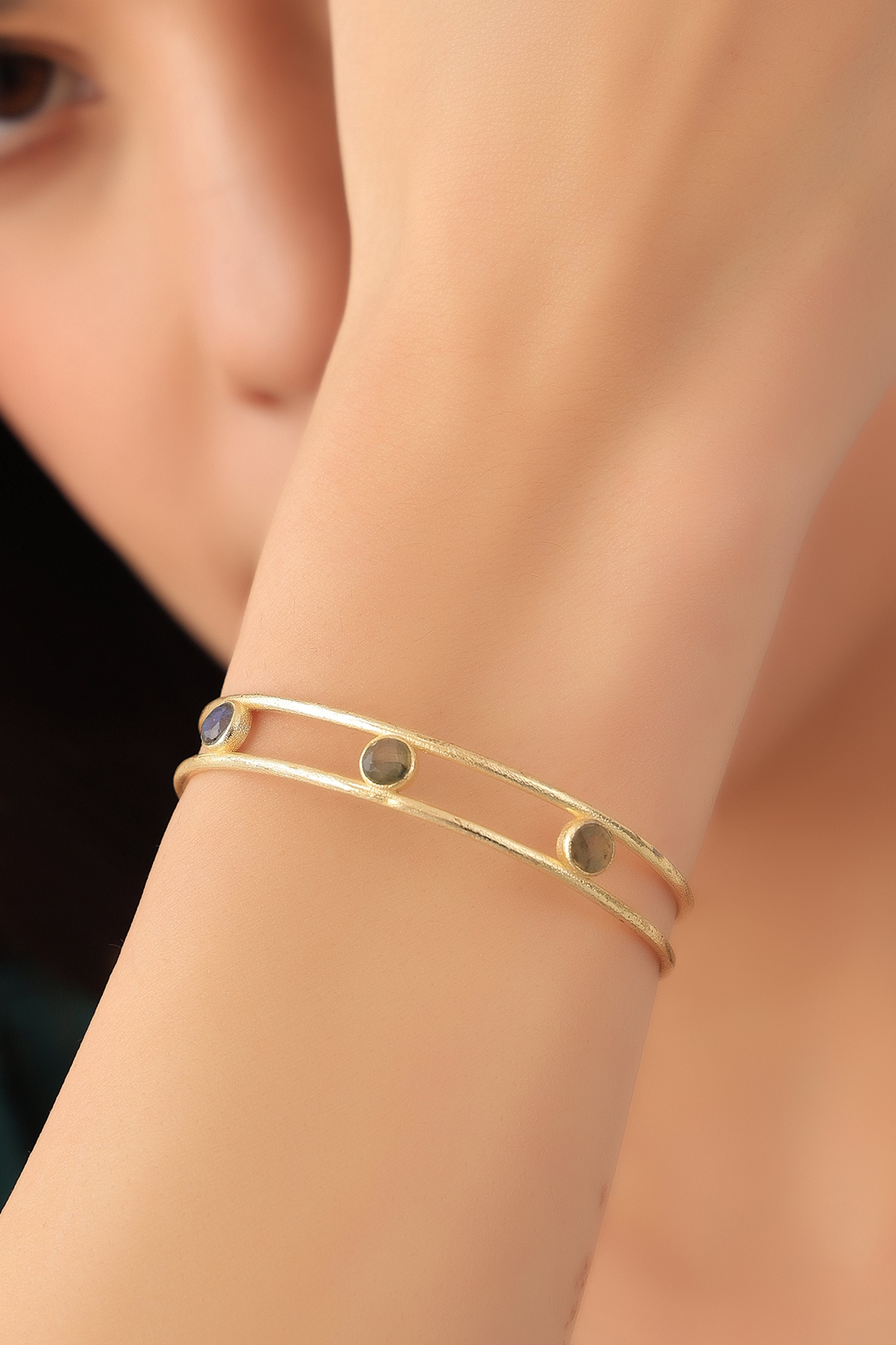 Statement Labrodarite Gold Bracelet