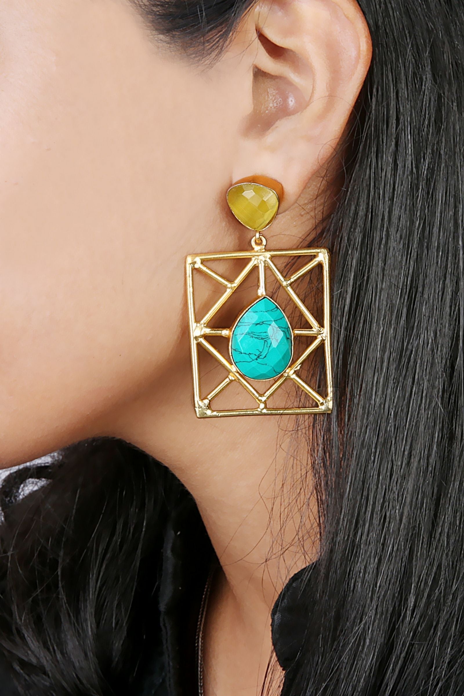 The Statement Collection-Yellow Geometric Shape Earring