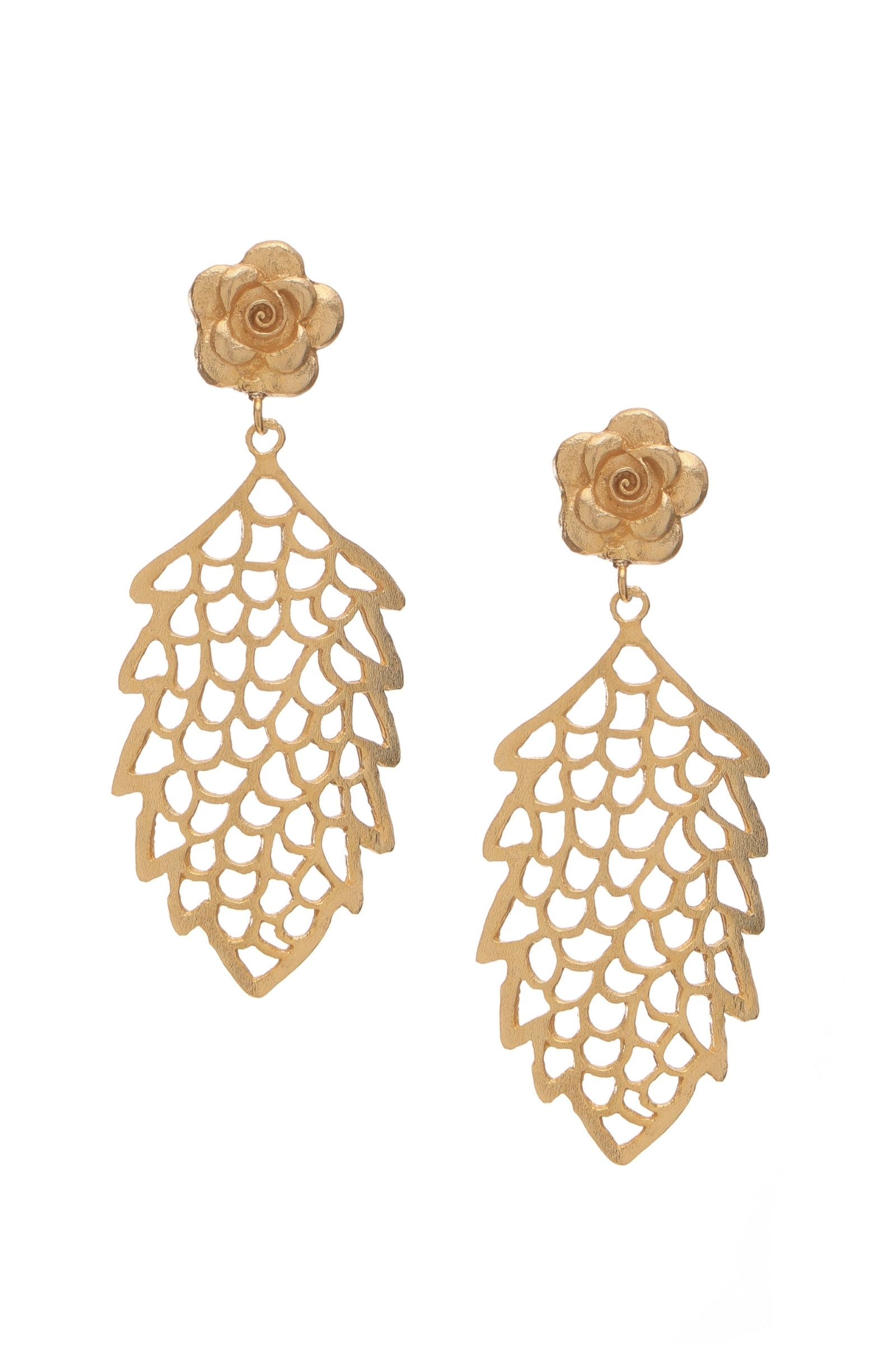 The Statement Collection- Gold Flower Jaali Earring
