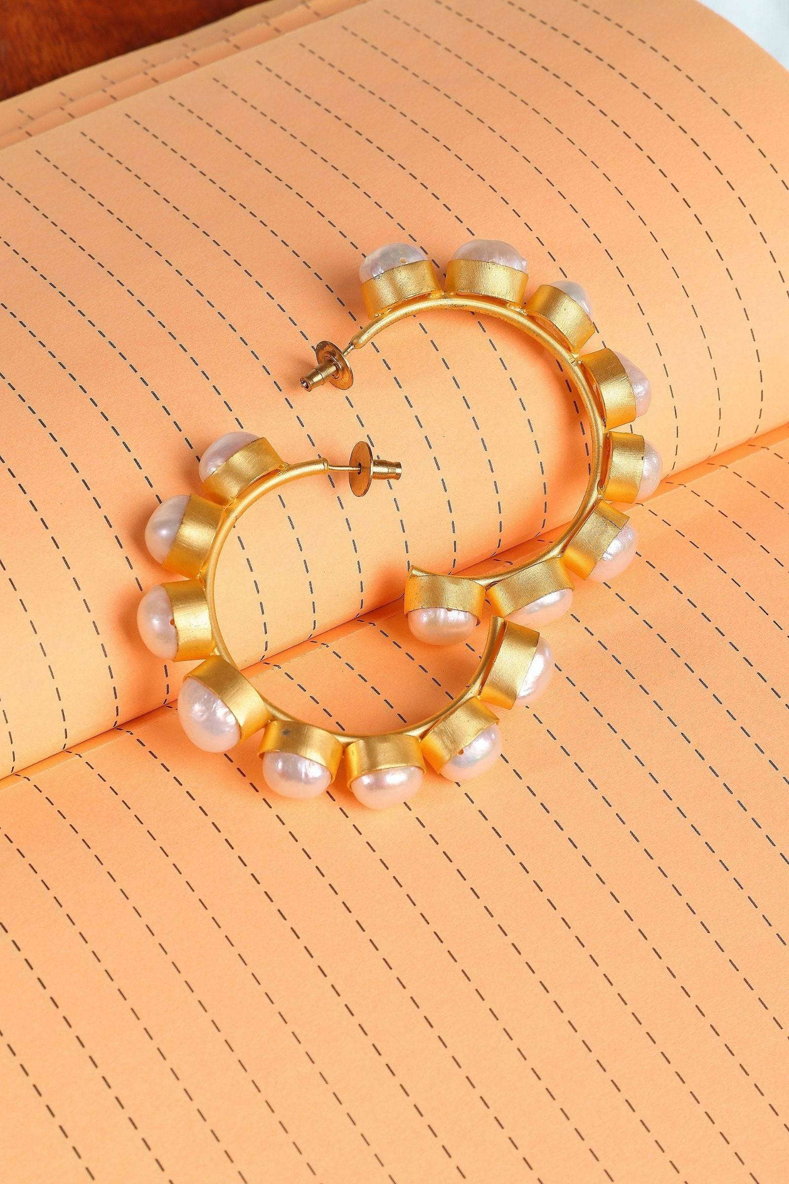 Baroque Pearl Hoop Earrings