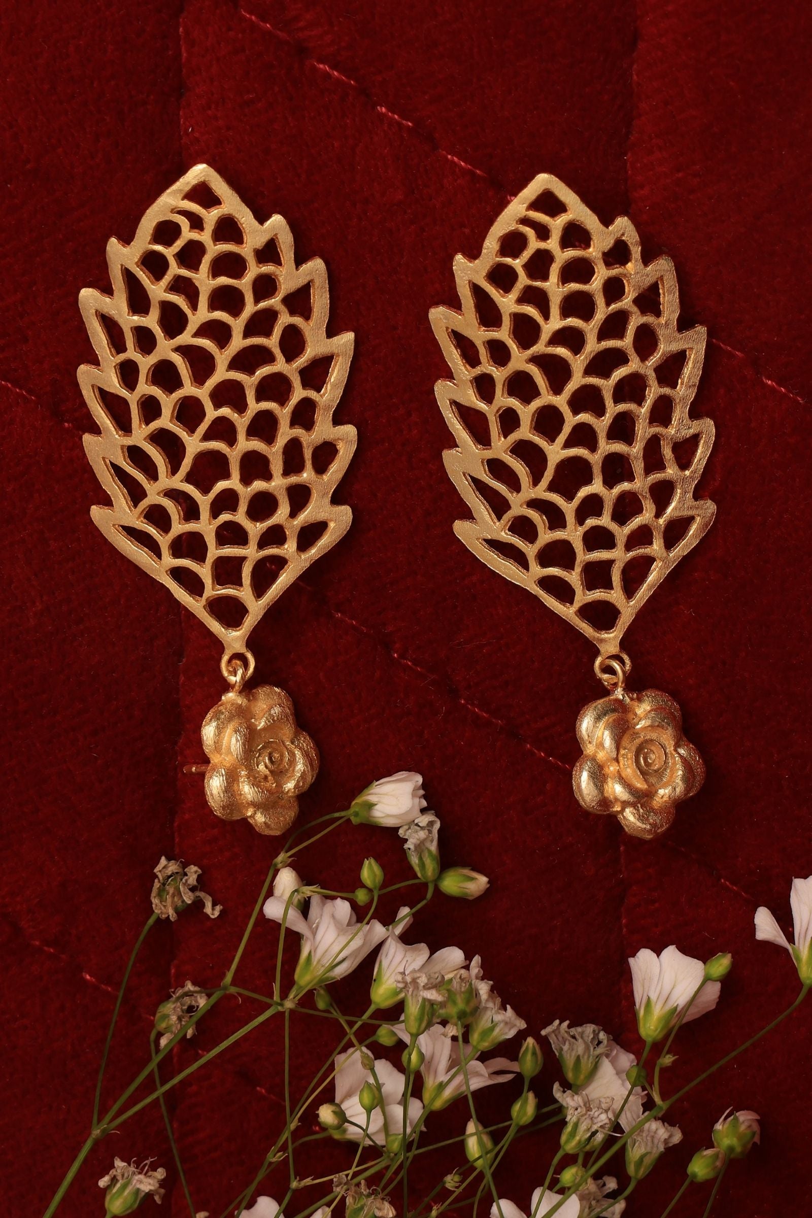 The Statement Collection- Gold Flower Jaali Earring