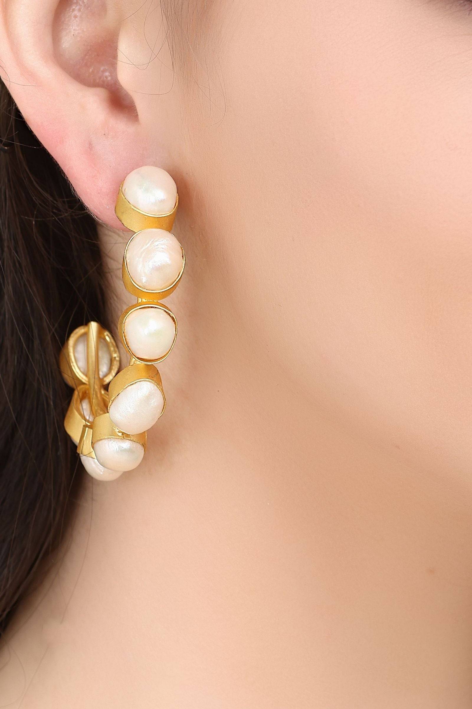 Baroque Pearl Hoop Earrings