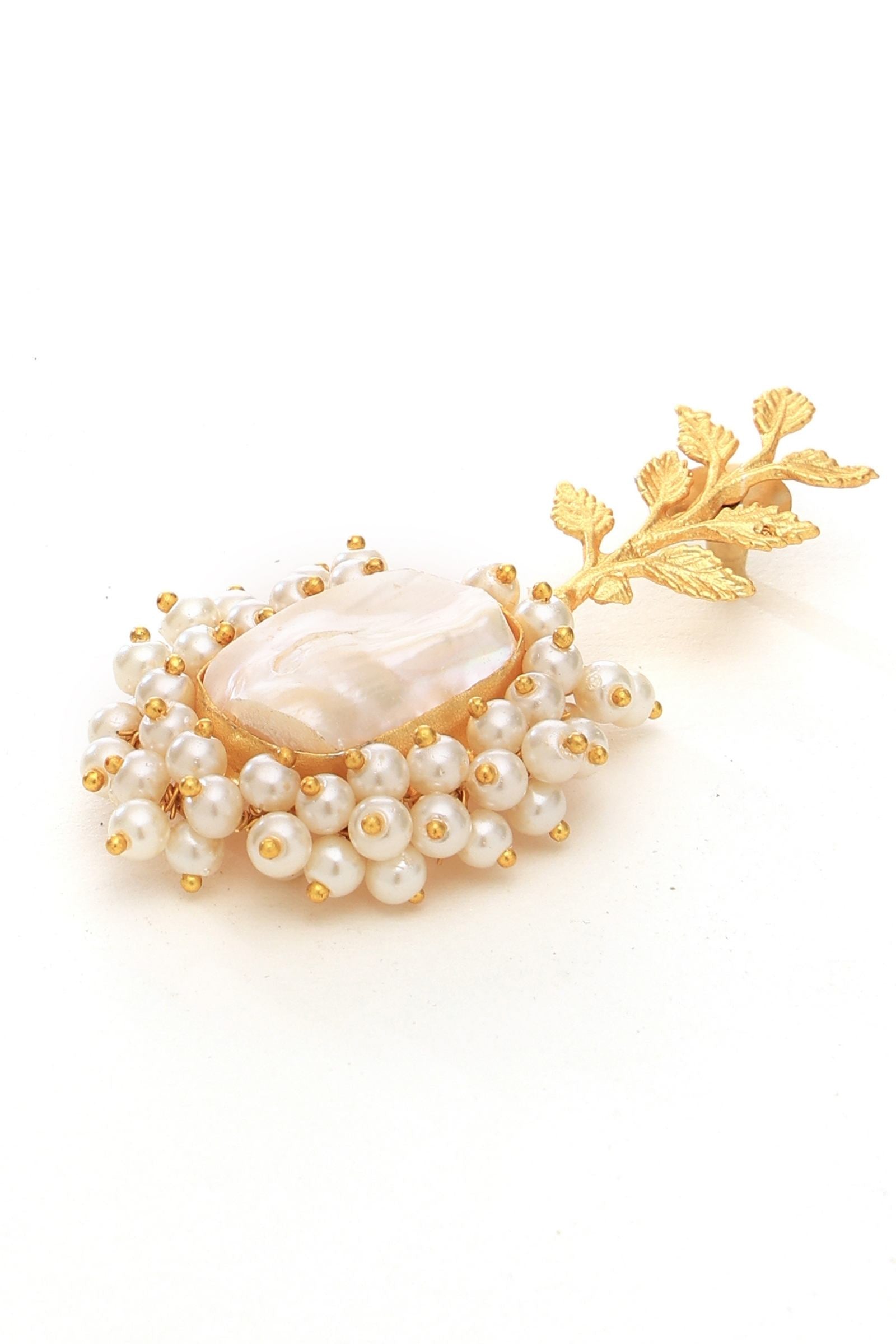 Enchanting Leaf Pearl Drop Earrings
