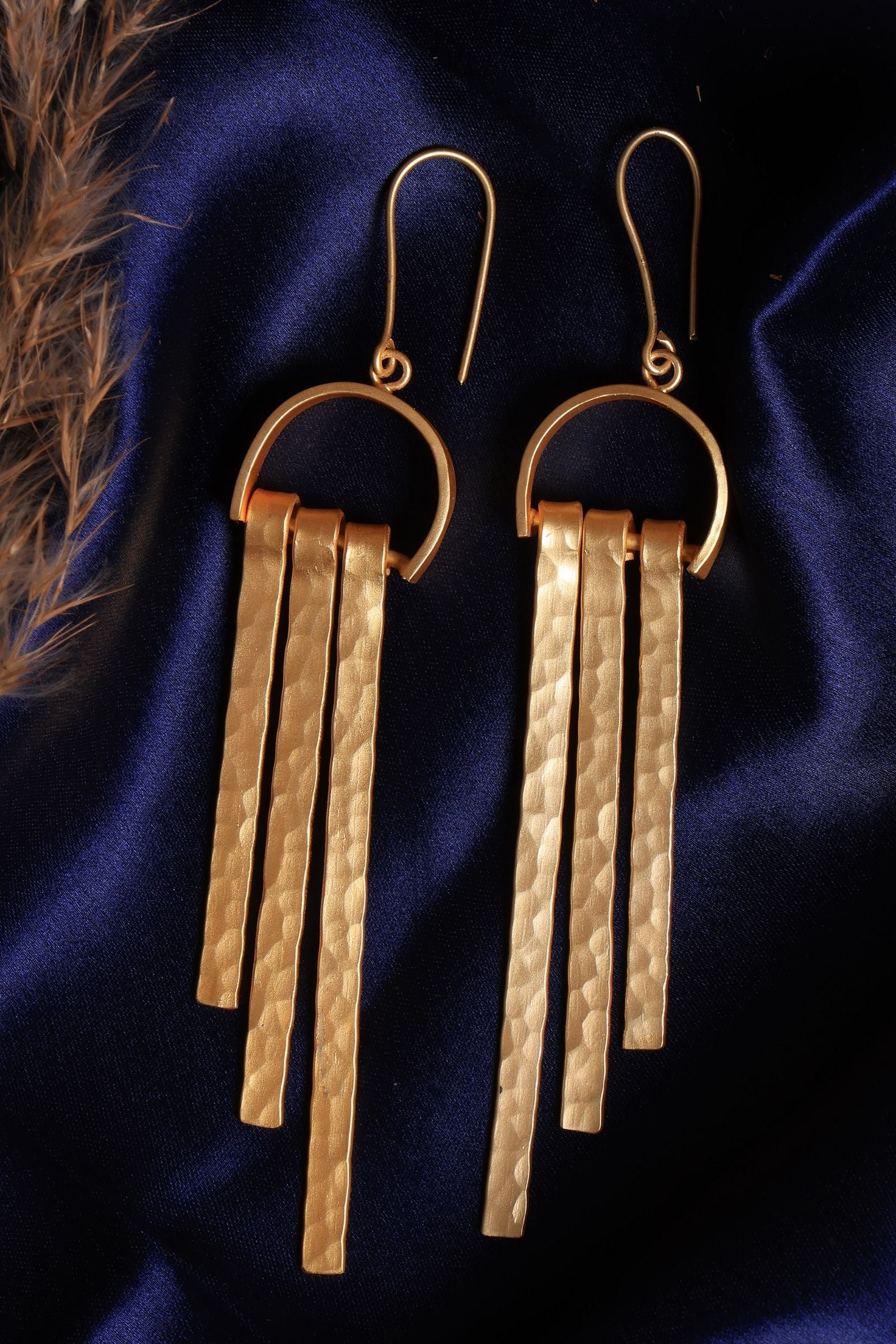 Textured Matte Gold Long Danglers
