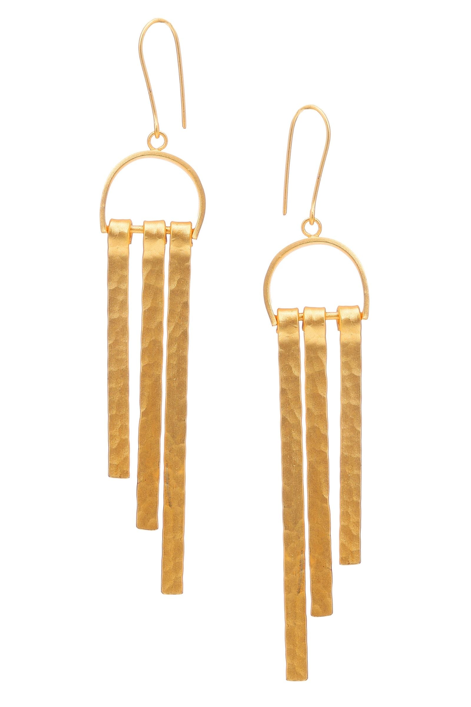 Textured Matte Gold Long Danglers