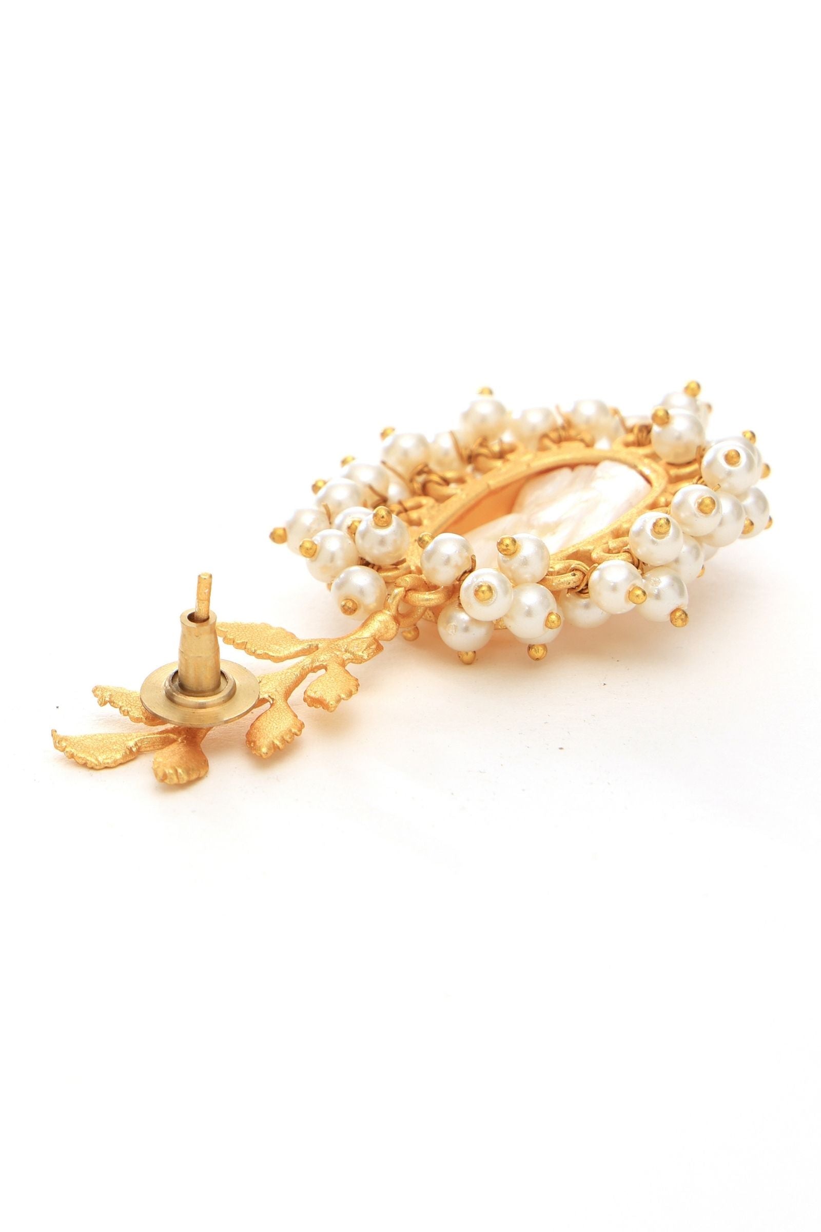 Enchanting Leaf Pearl Drop Earrings