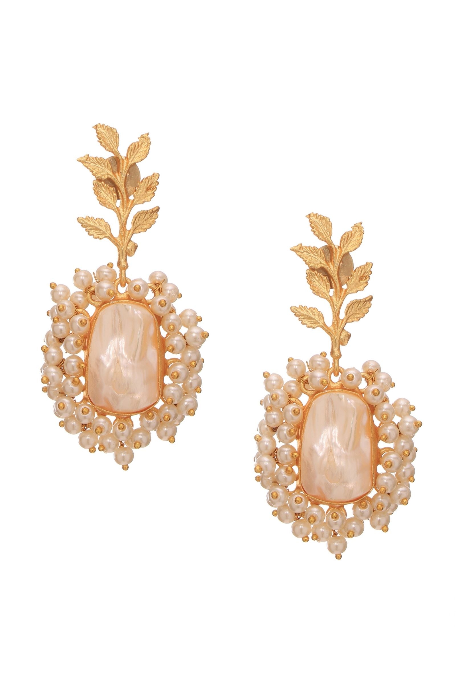 Enchanting Leaf Pearl Drop Earrings