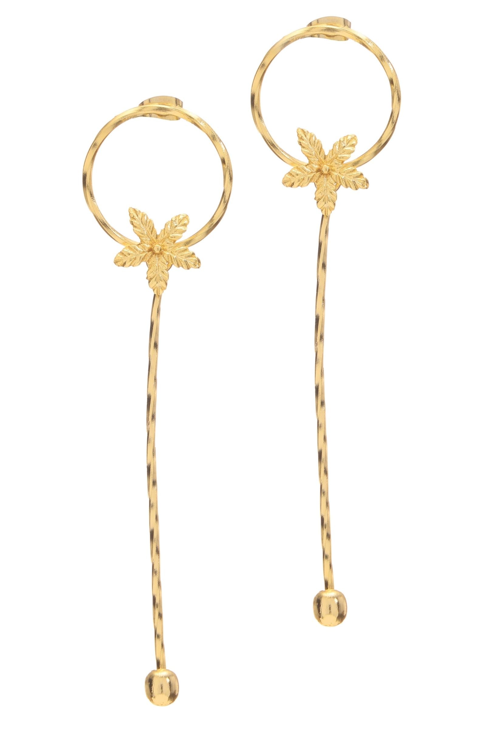 Gold Flower Long Earring