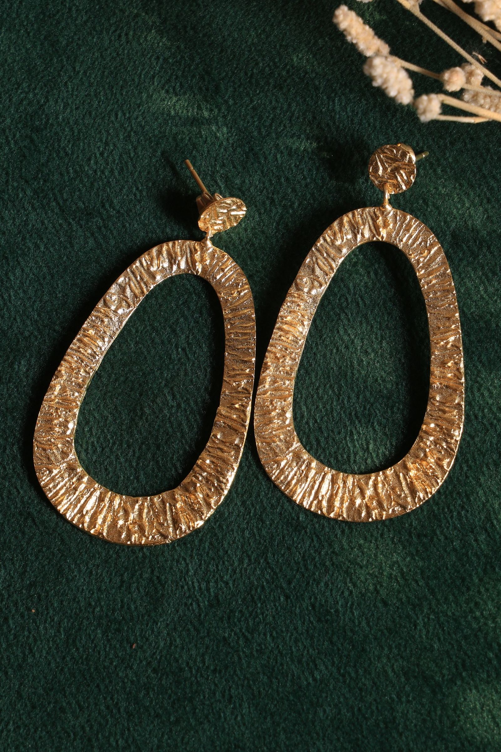 Textured Matt Gold Danglers