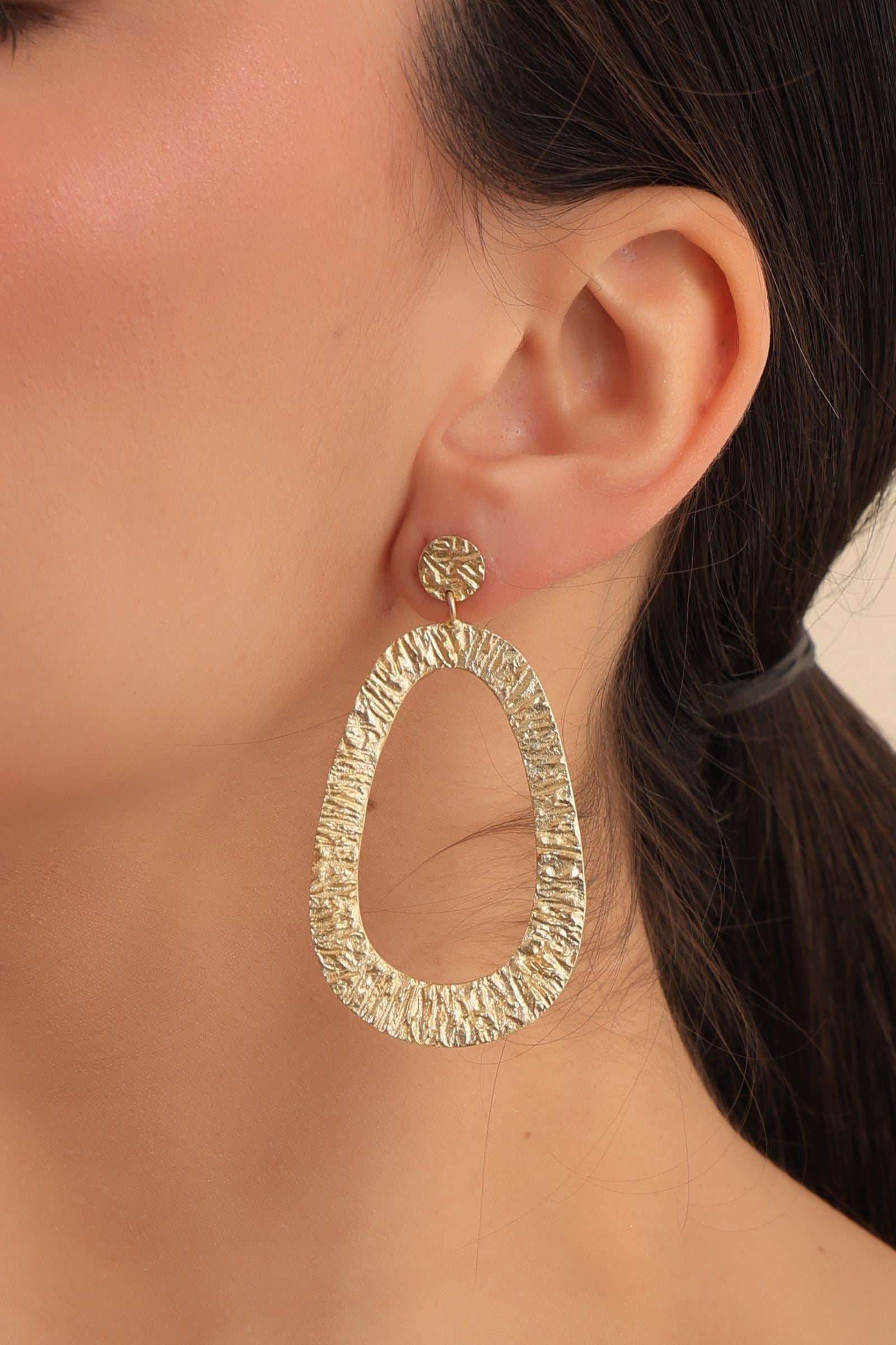 Textured Matt Gold Danglers