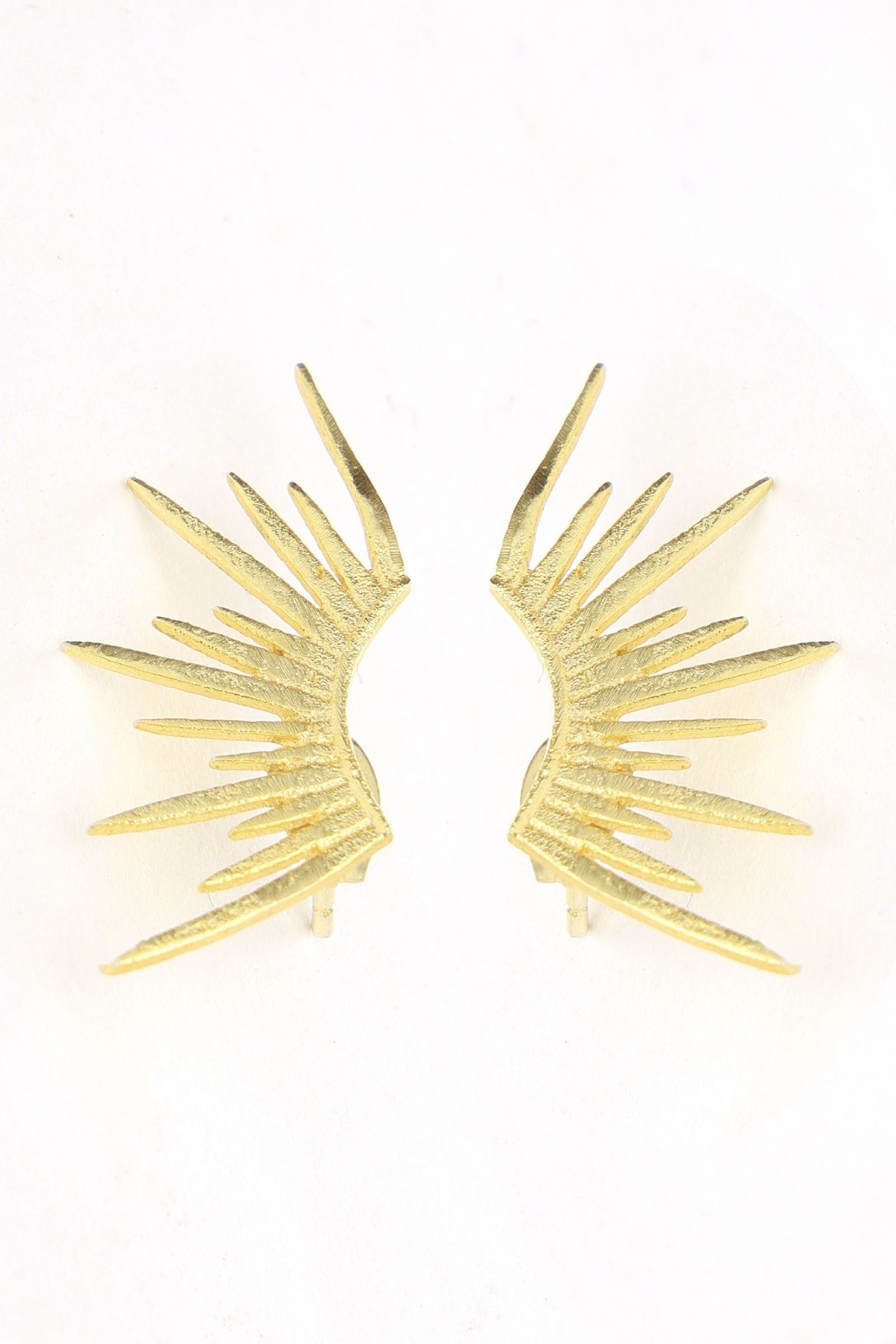 Gold Sun Rays Climber Stud Earring