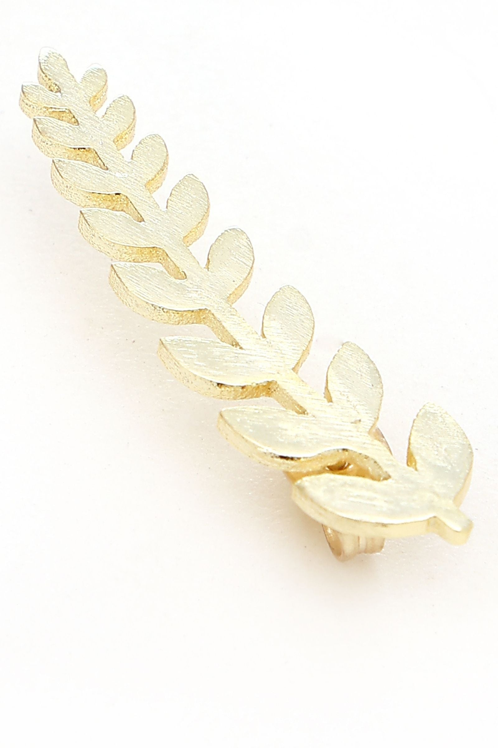 Gold Leaf Climber Stud Earrings