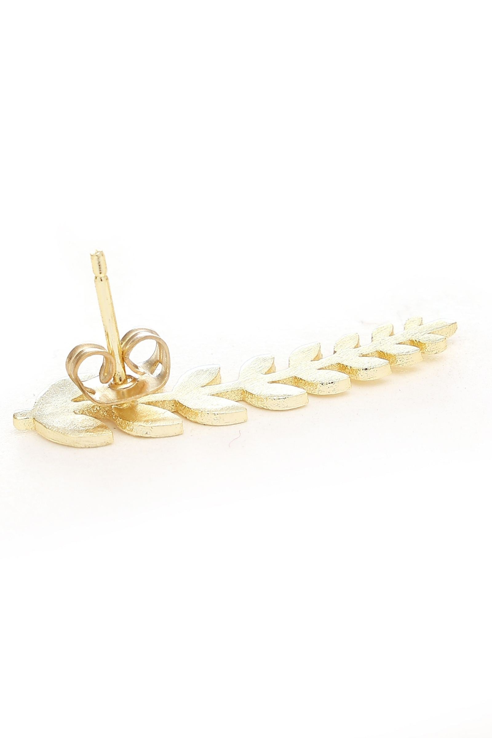 Gold Leaf Climber Stud Earrings
