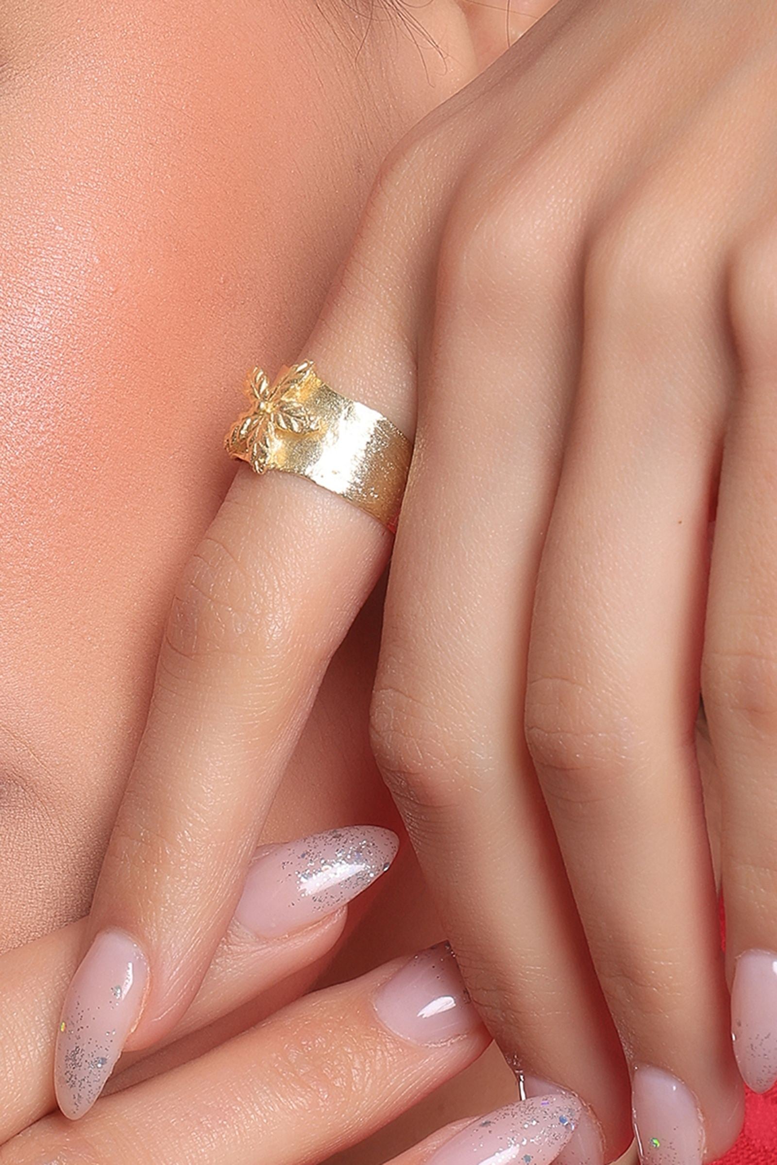 Gold Star Flower Adjustable Ring