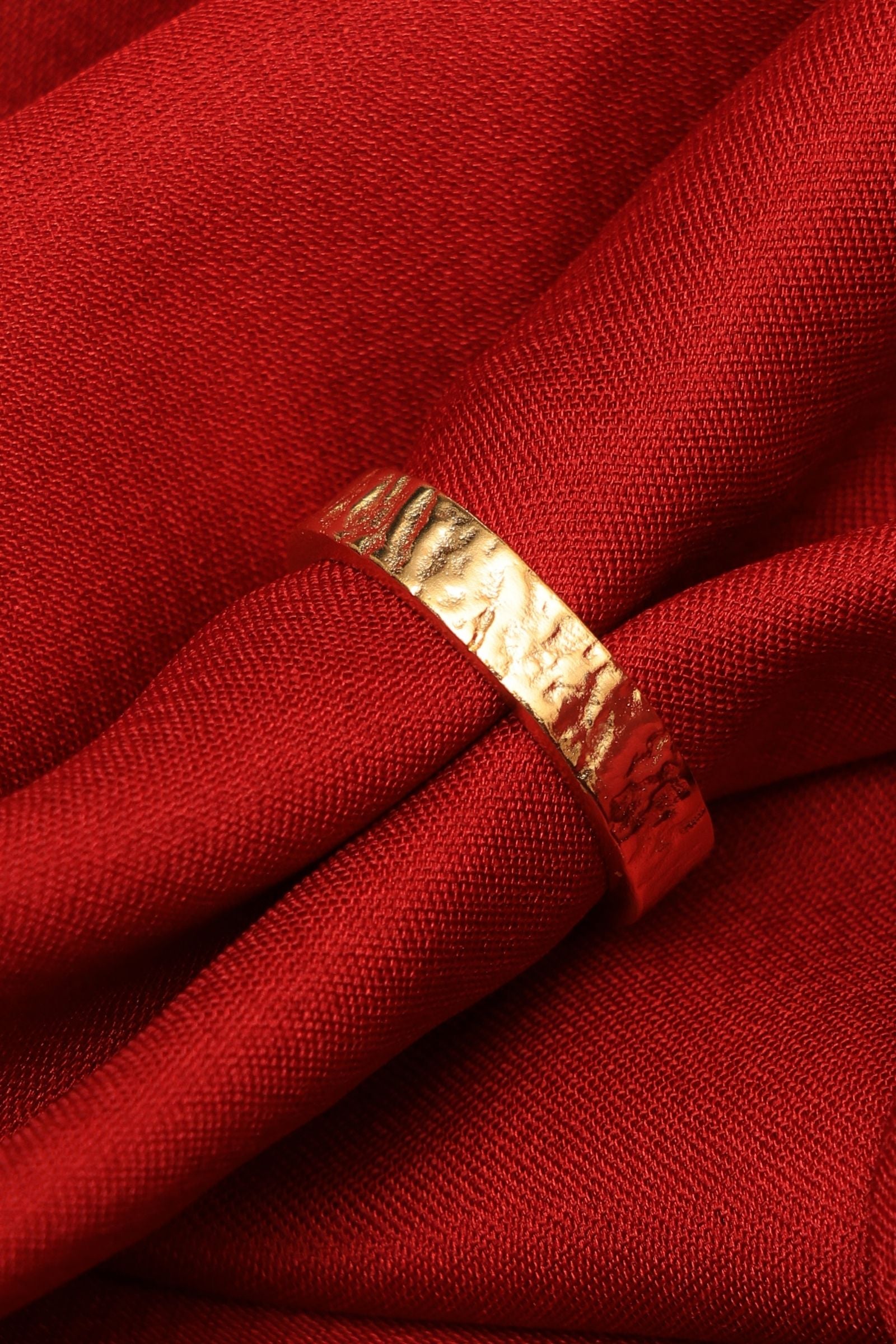 Gold Plated Brass Metal Textured Ring