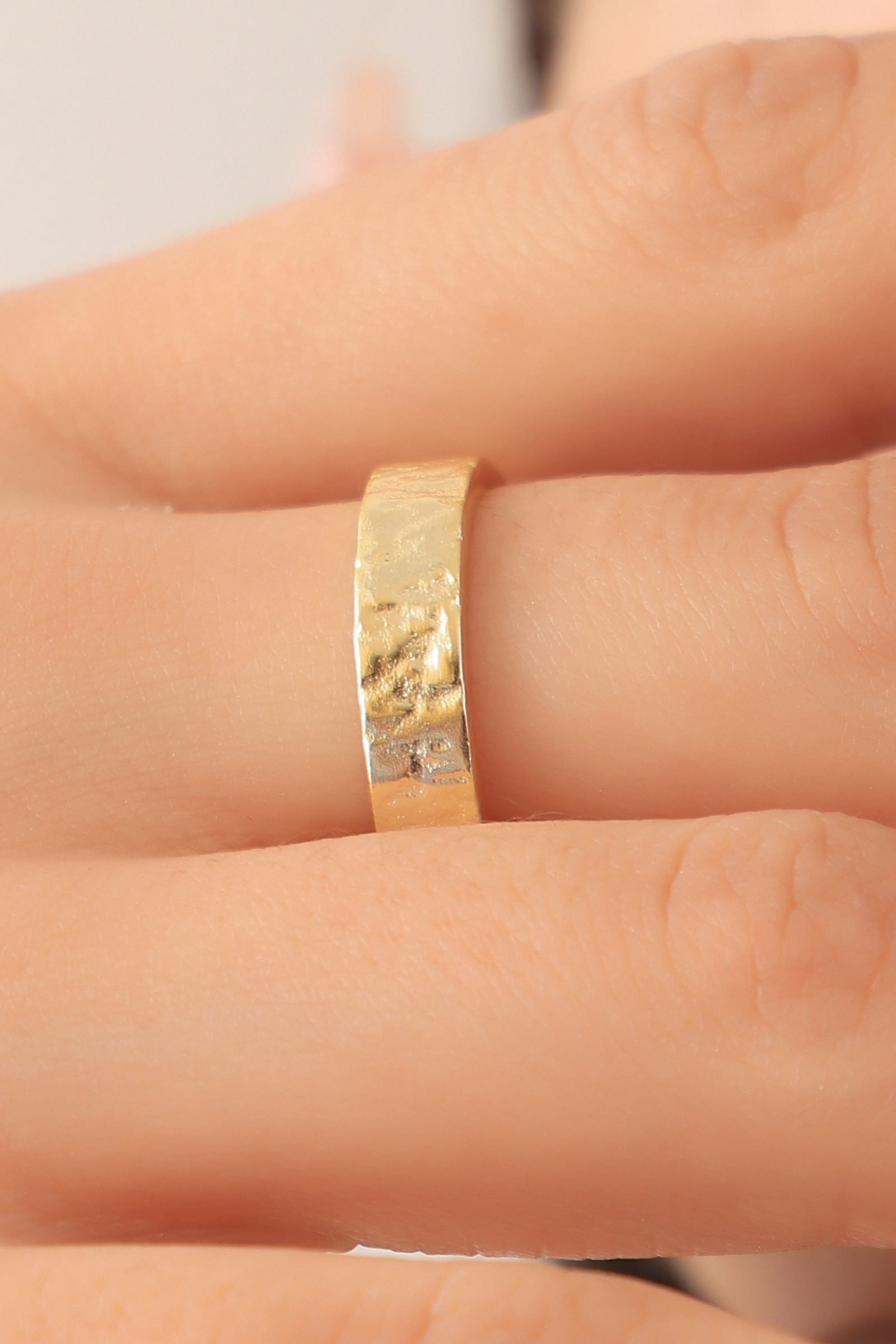Gold Plated Brass Metal Textured Ring