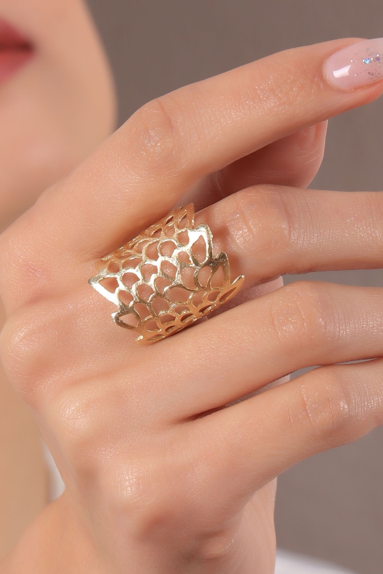 Gold Jali Ring