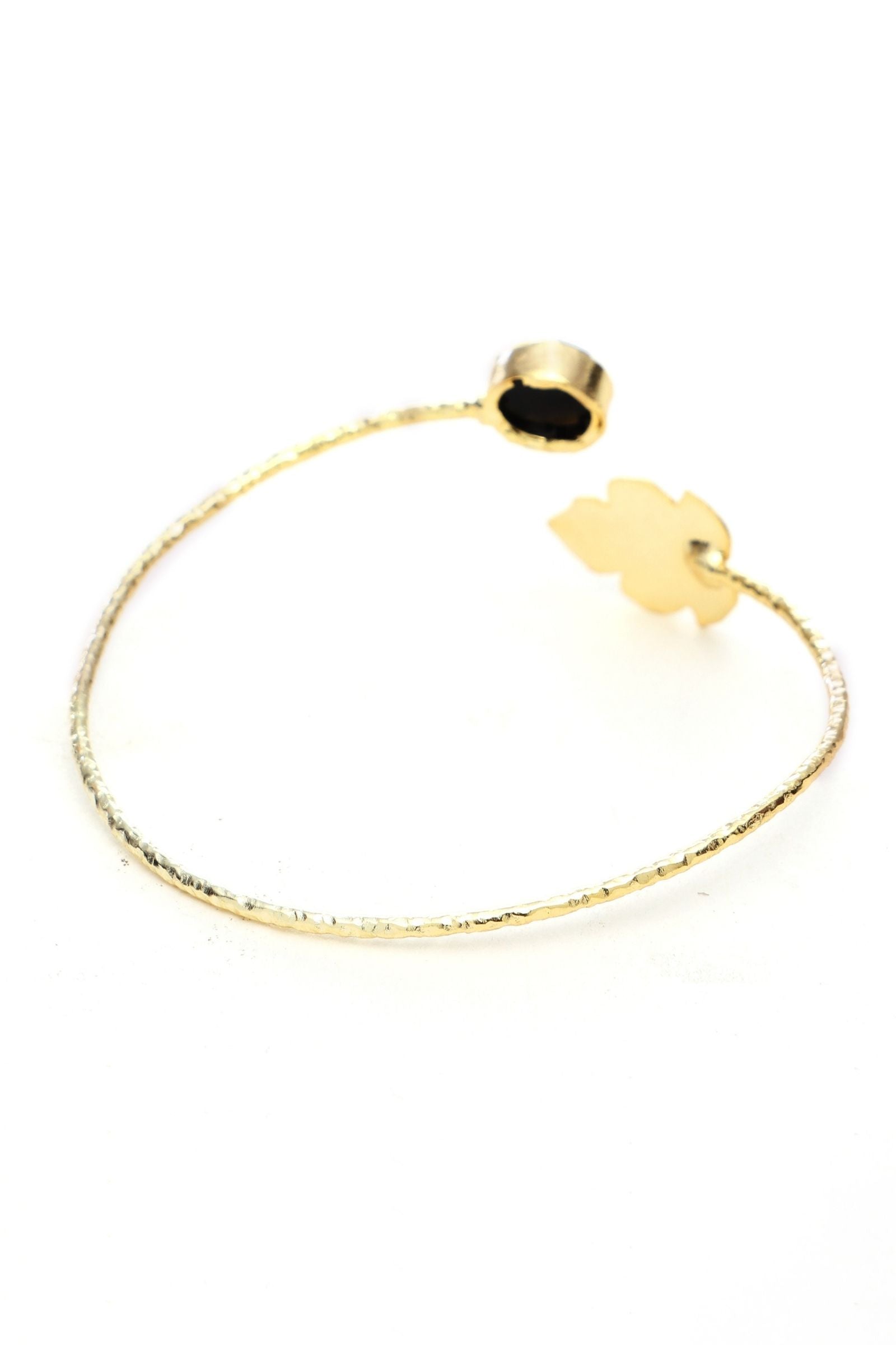 Black Onyx Gold Leaf Bracelet