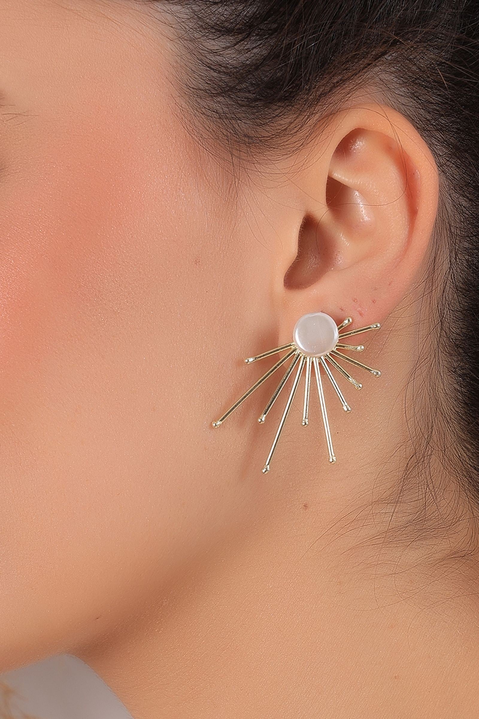 Pearl Sun Rays Stud Statement Earring