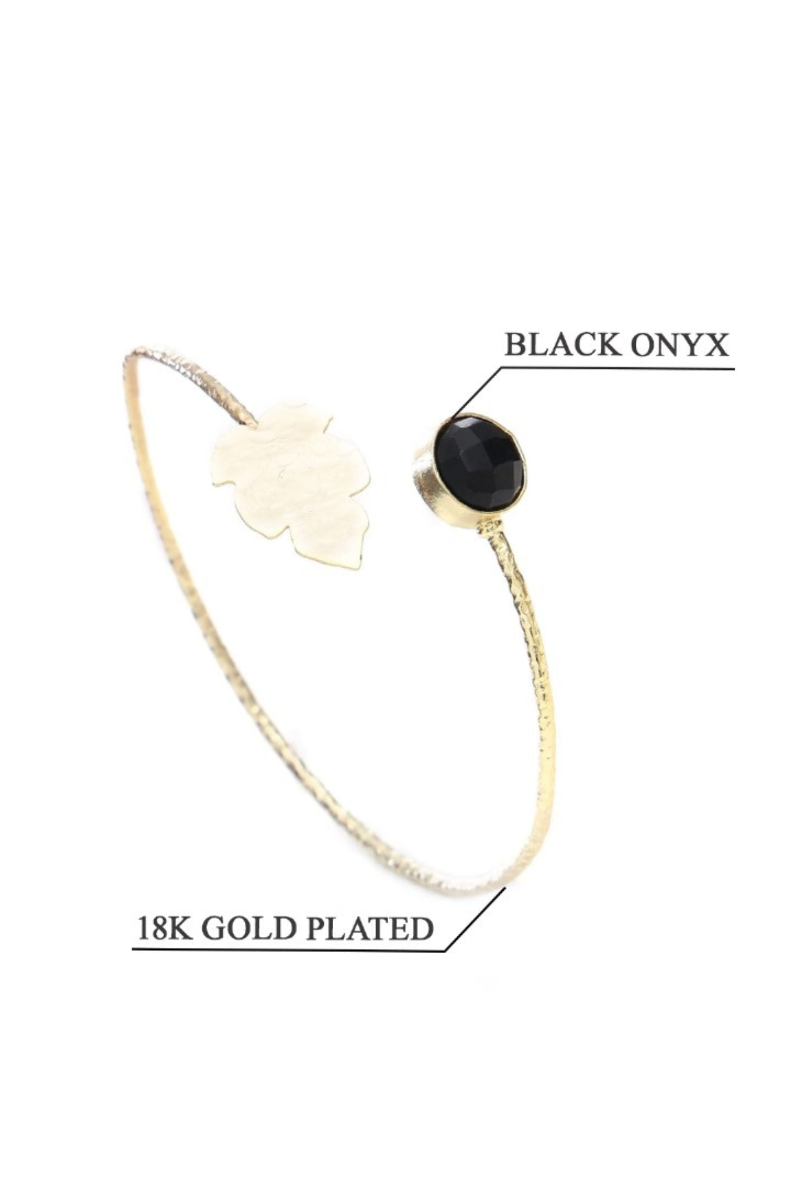 Black Onyx Gold Leaf Bracelet