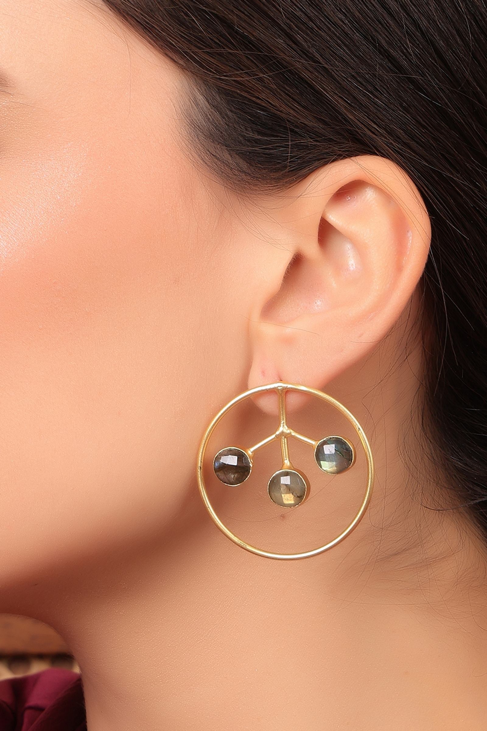 Labrodarite Tree of Life Earring