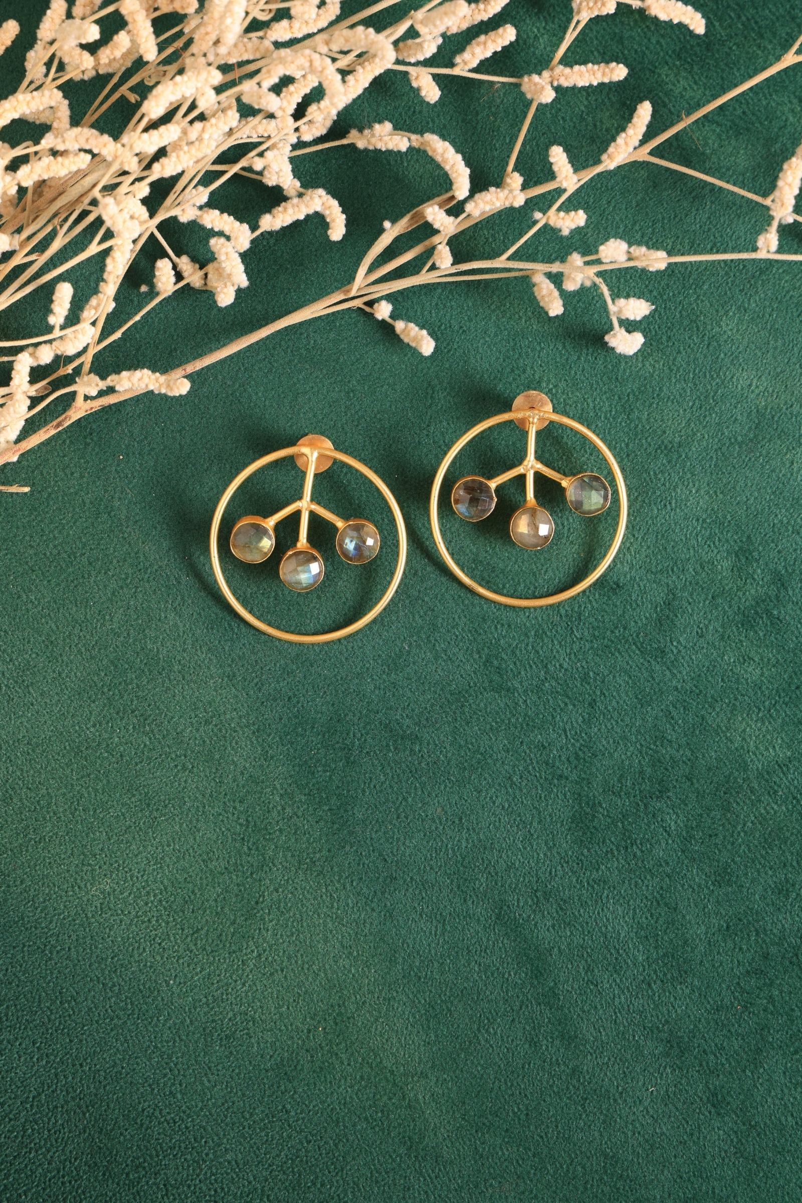 Labrodarite Tree of Life Earring