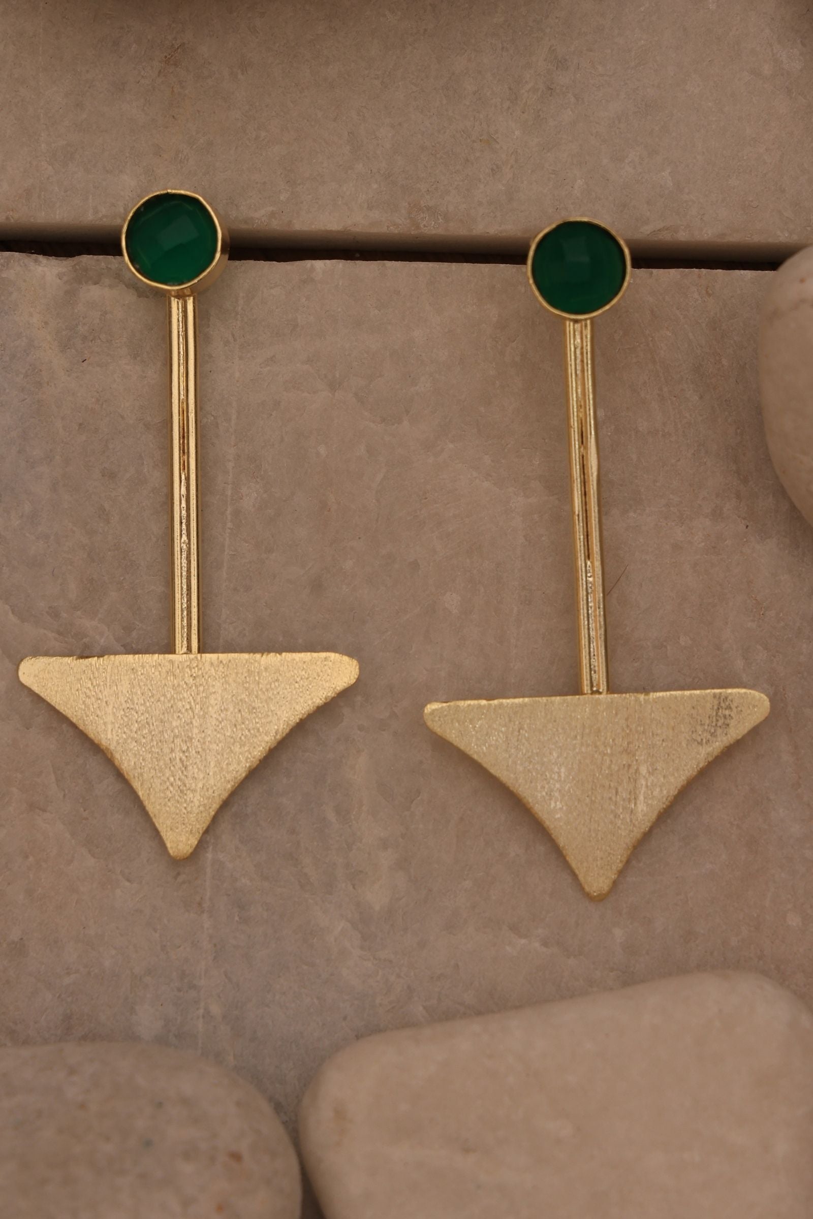 Green Onyx Egyptian Long Earring