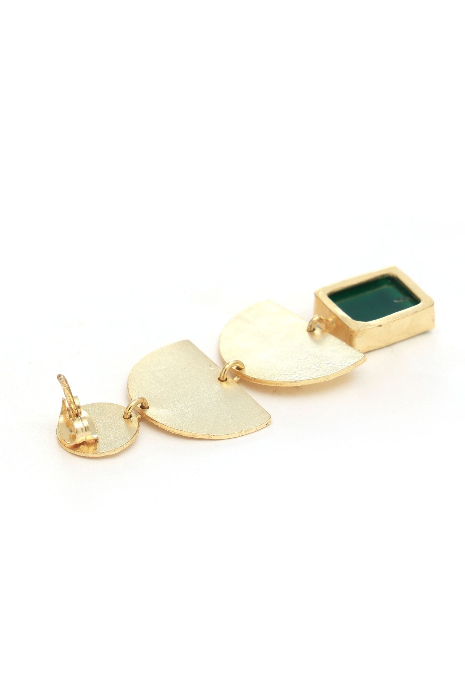 Textured Gold Green Onyx Dangler Earring