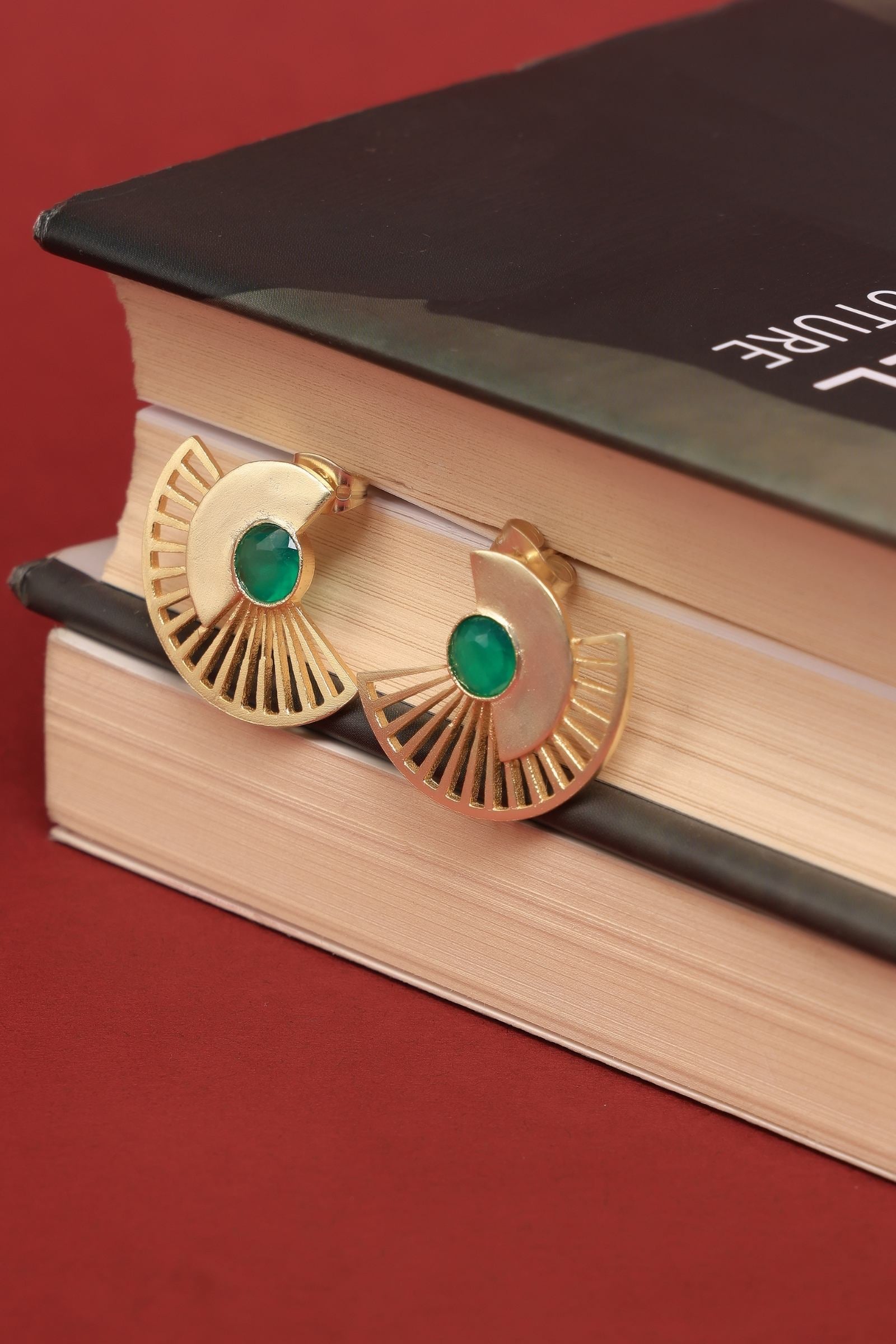 Green Onyx Egyptian Earring