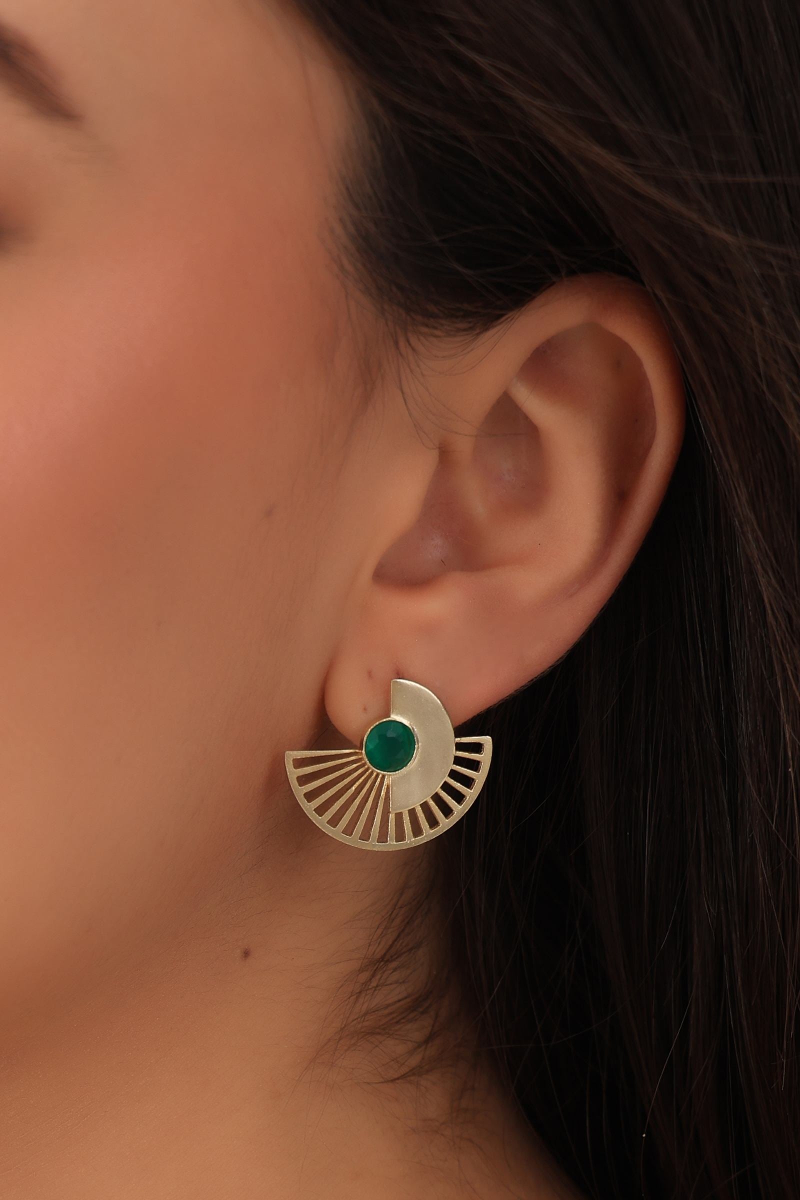 Green Onyx Egyptian Earring