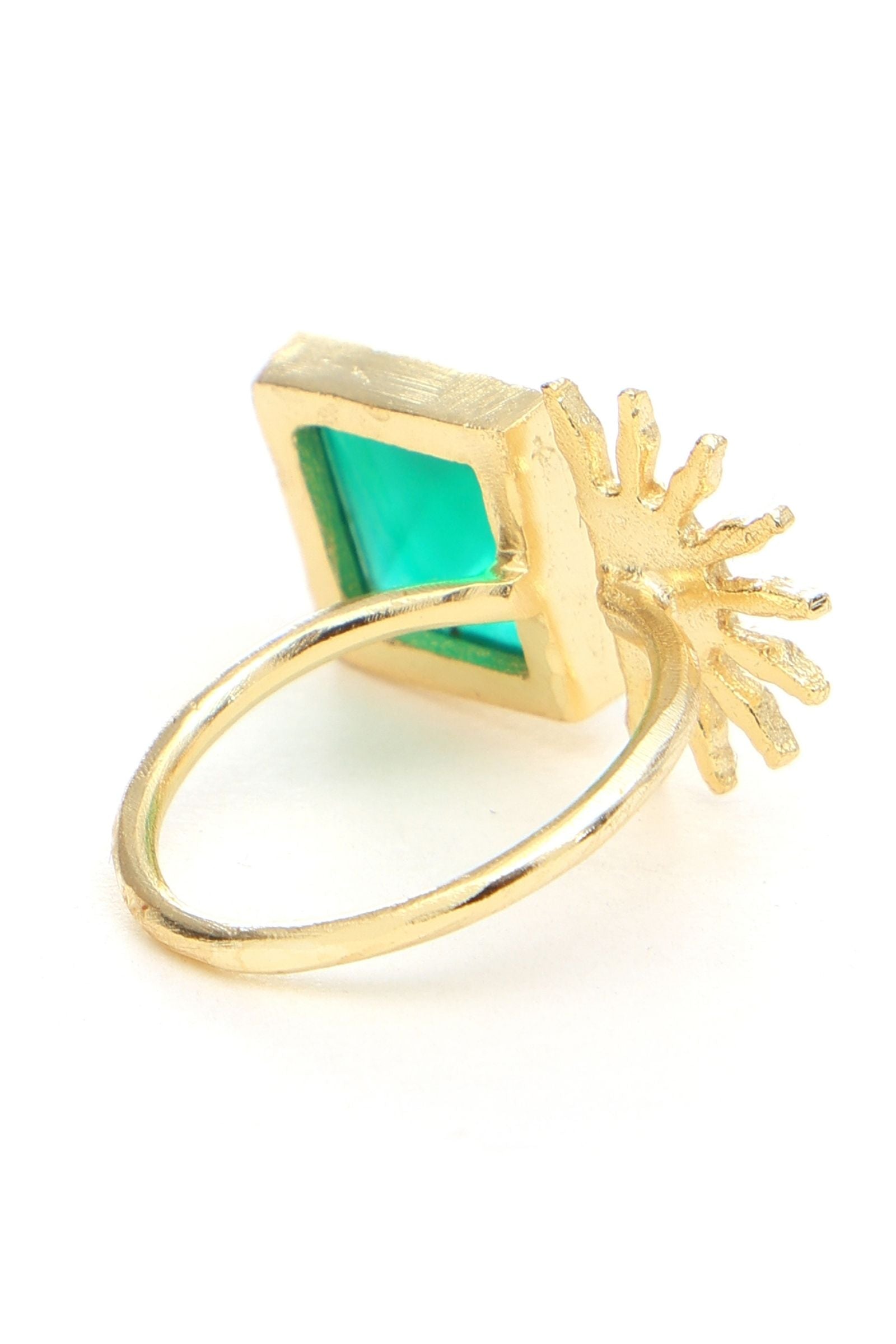 Green Onyx Half Sun Gold Ring