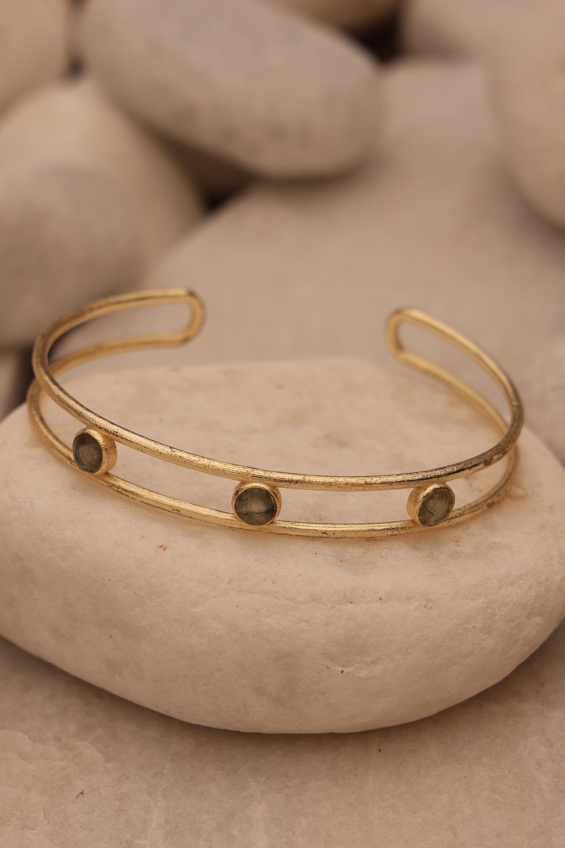 Statement Labrodarite Gold Bracelet