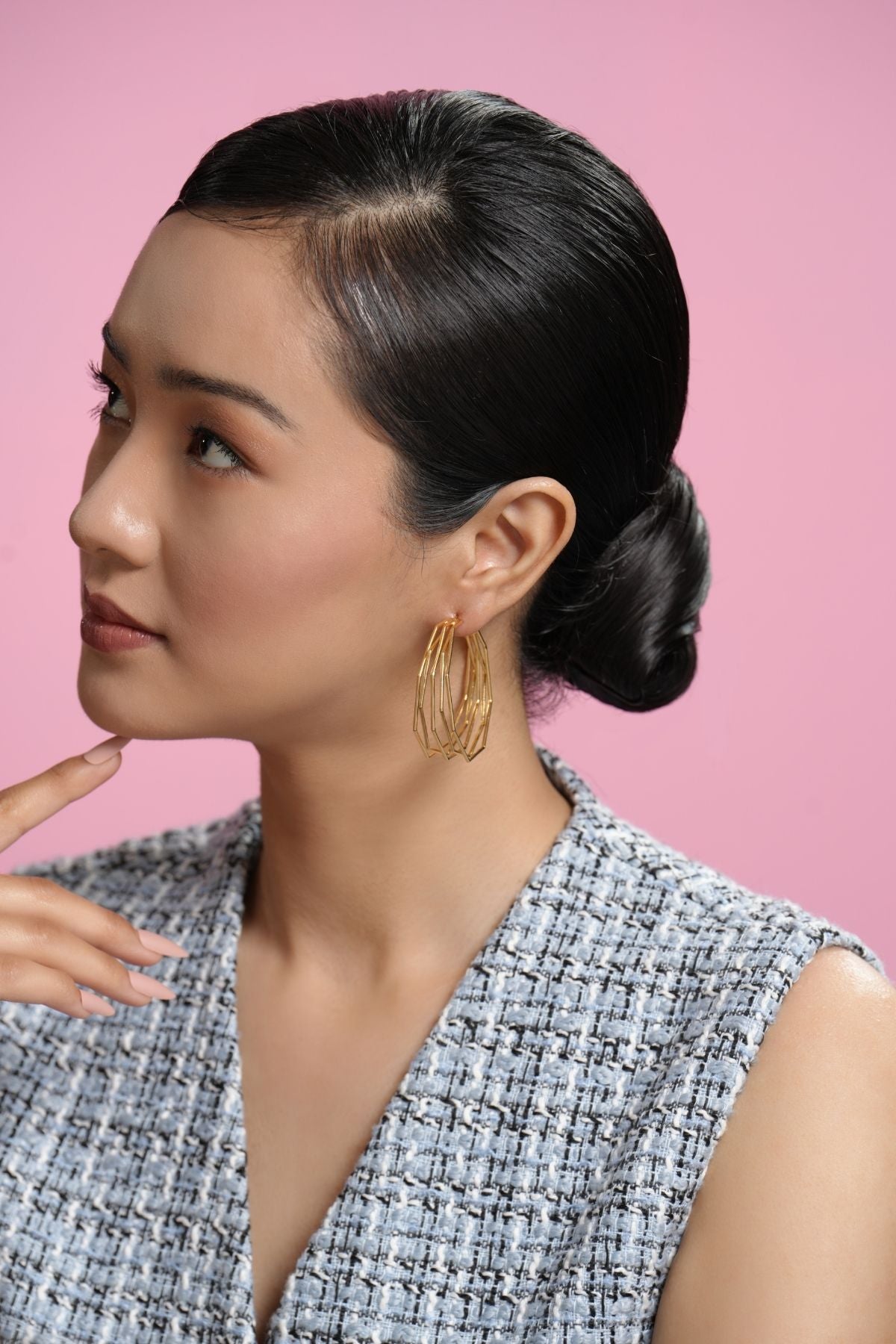 Gold Zig Zag Twizzled 22K Hoops