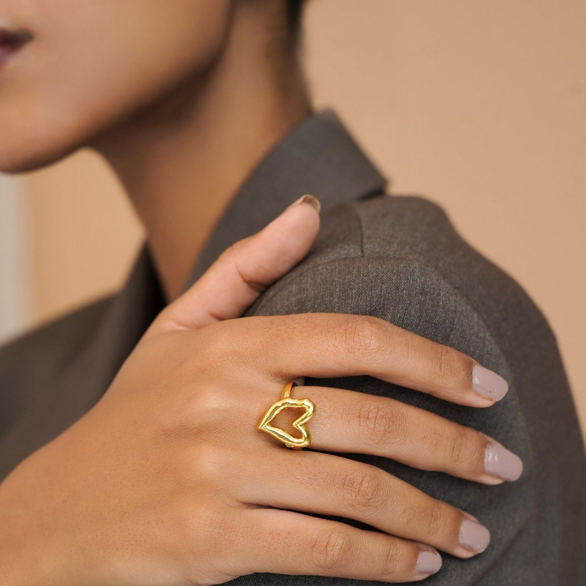 Korean Heart Gold Ring ♥️