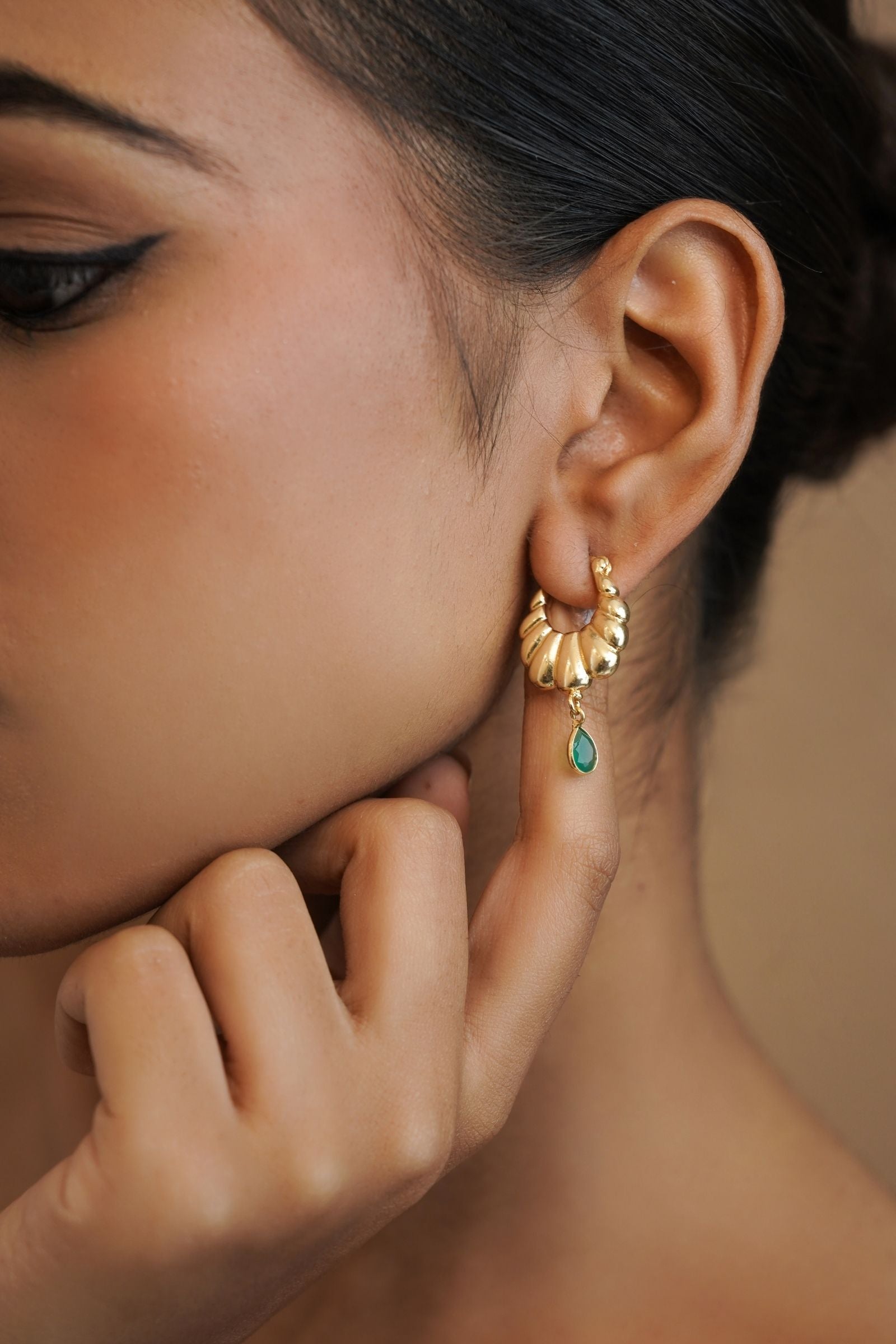 Majestic Gold Emerald Drop Earrings