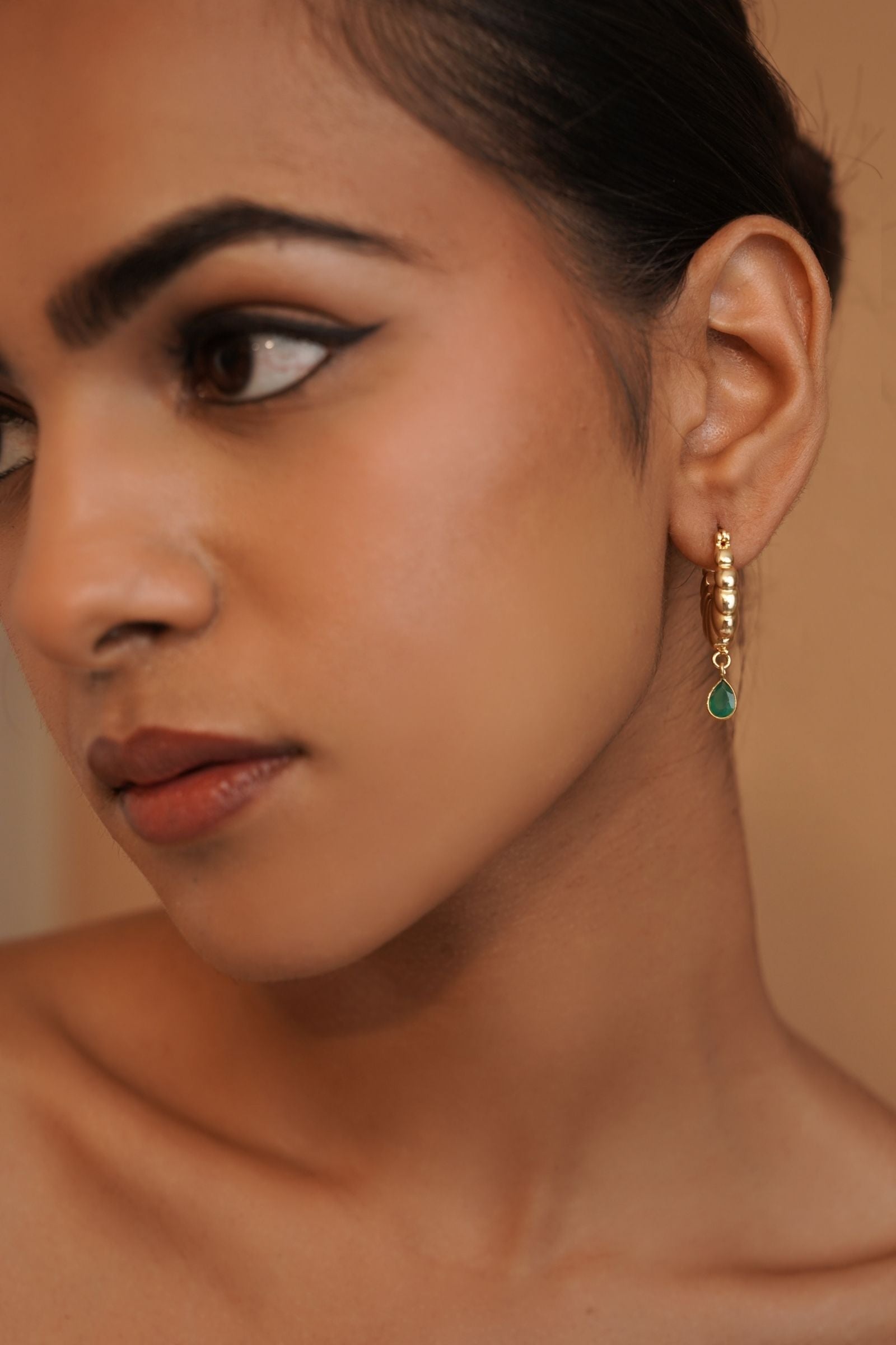 Majestic Gold Emerald Drop Earrings