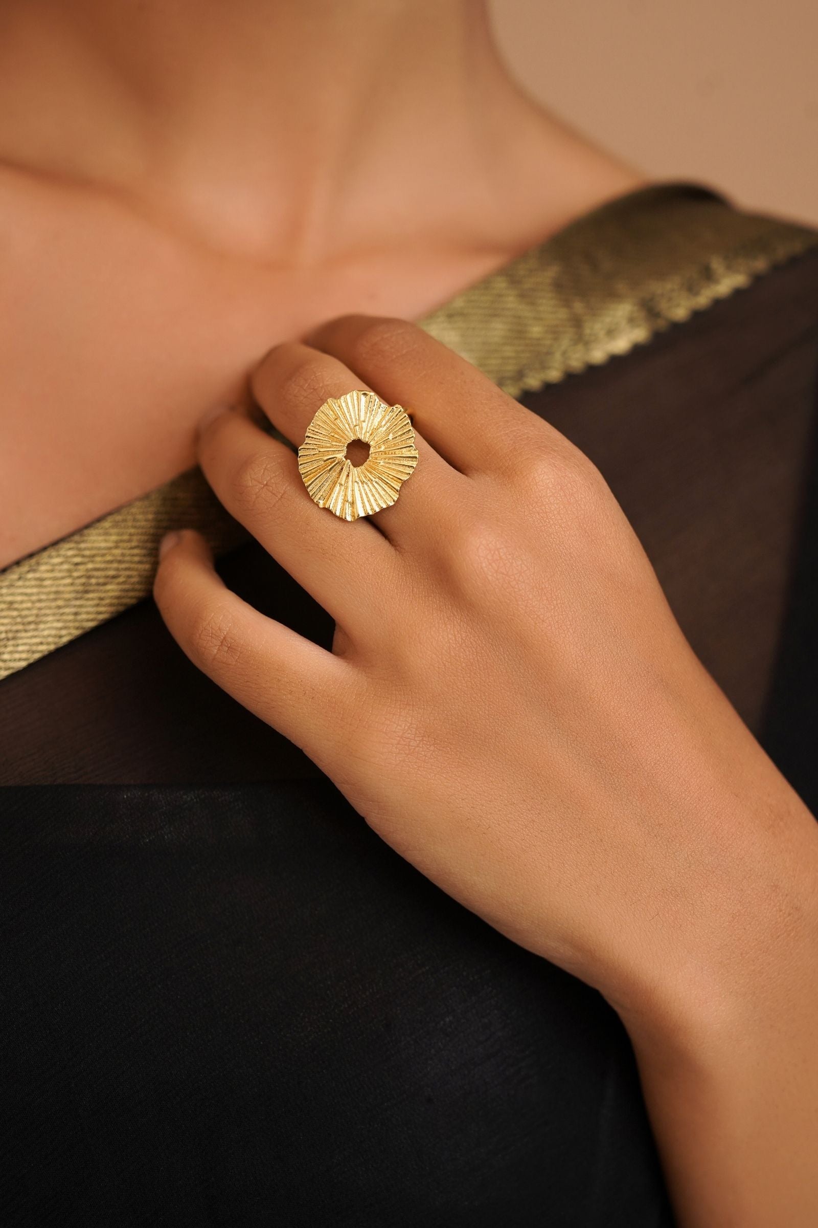 Golden Eclipse Statement Ring