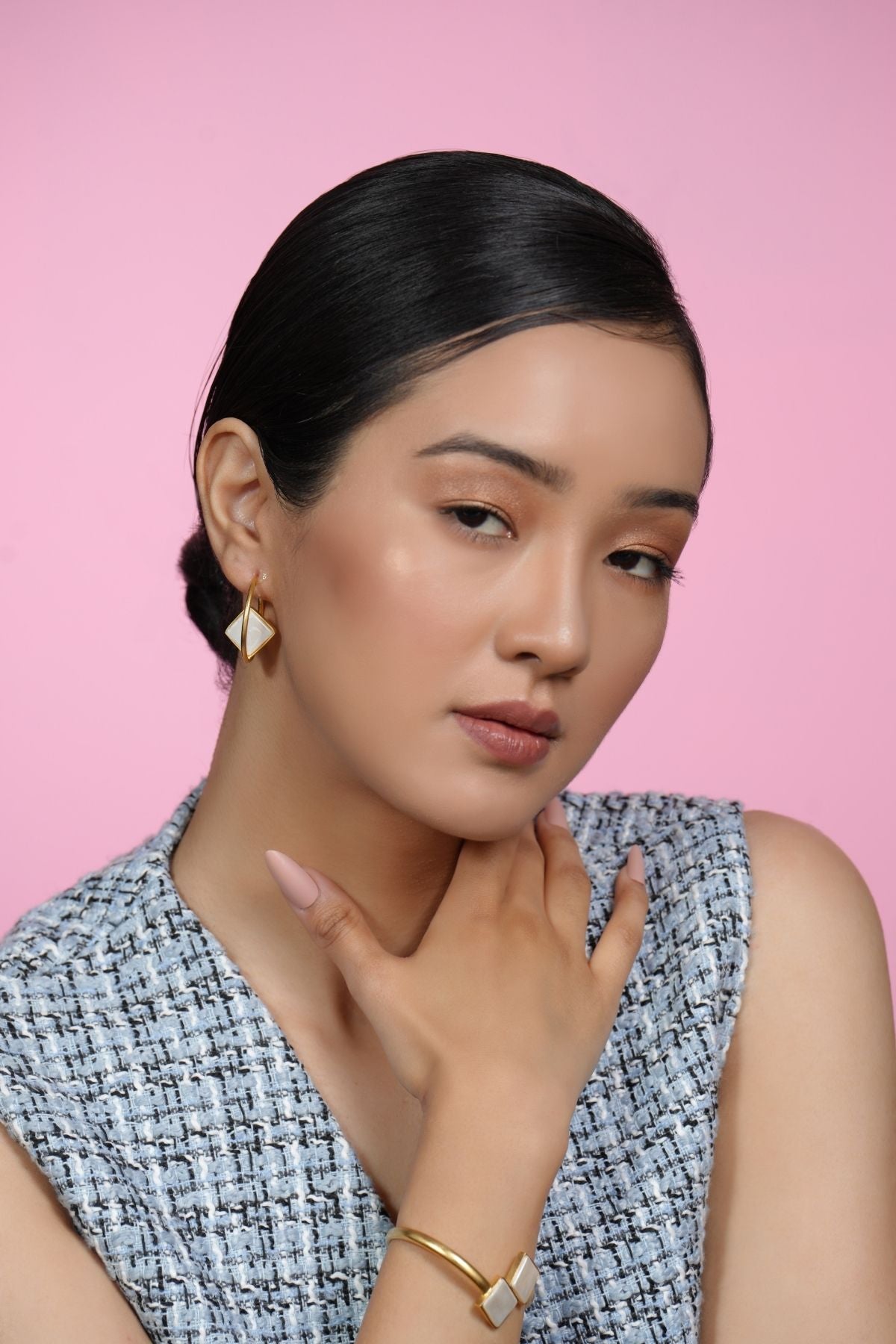 Sugared Pearl 22K Hoops